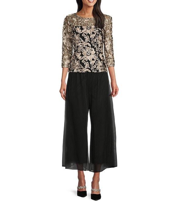 Alex Evenings Cropped Wide Leg Flowy Pants Product Image