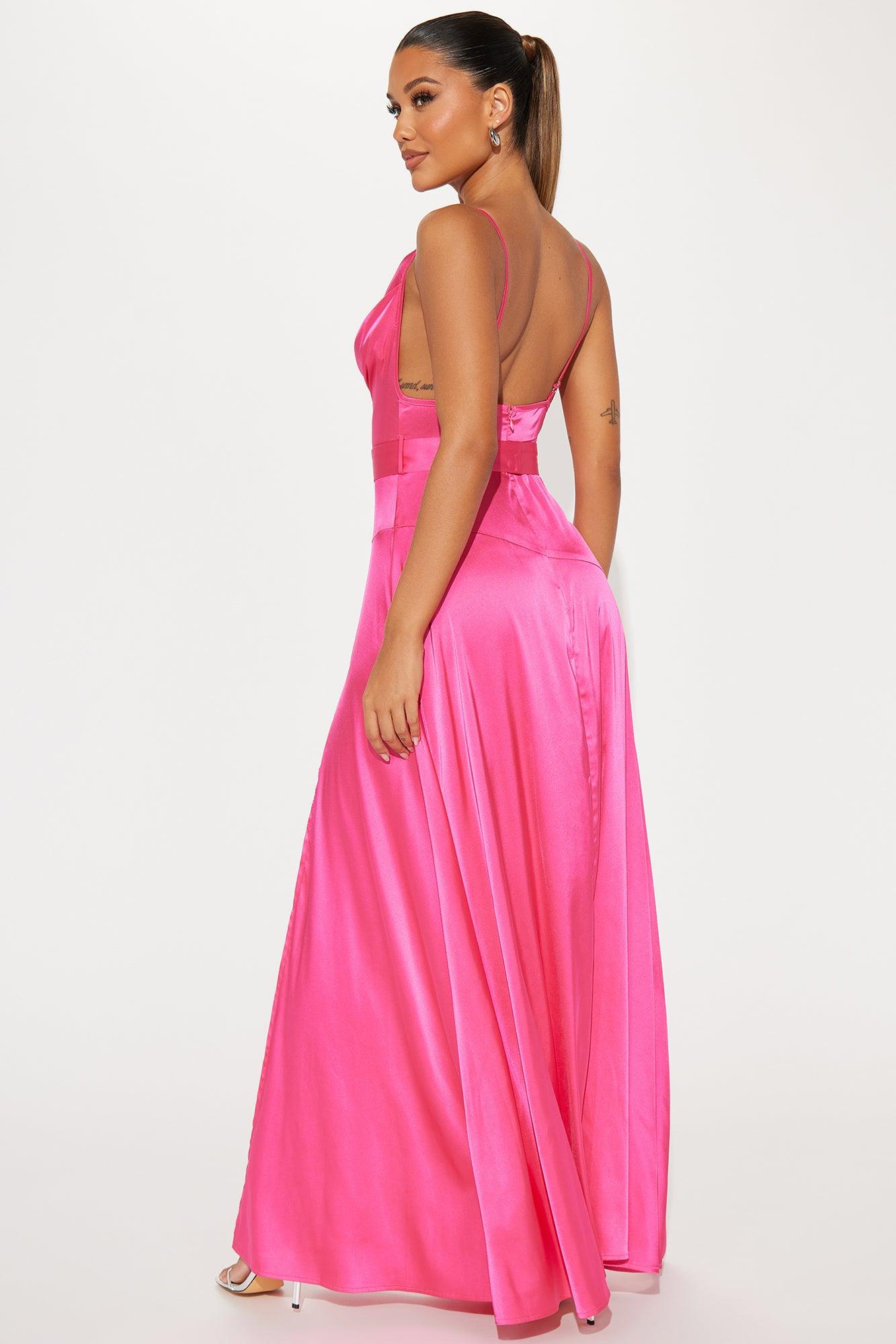 Big Entrance Satin Gown - Fuchsia Product Image