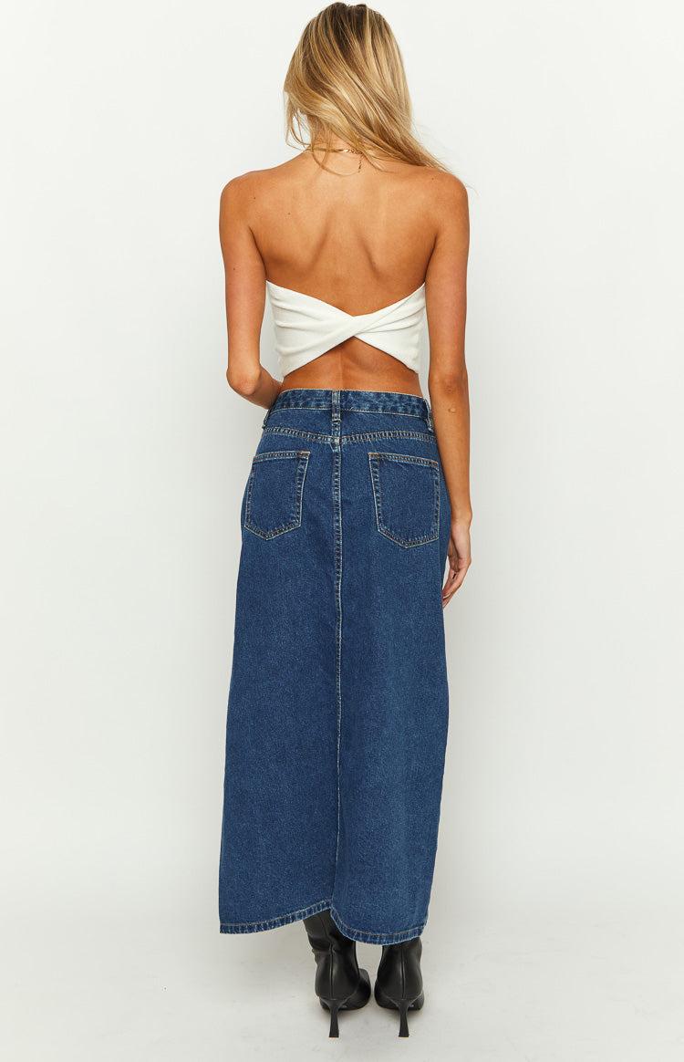 Aysha Dark Wash Denim Midi Skirt Baby Product Image