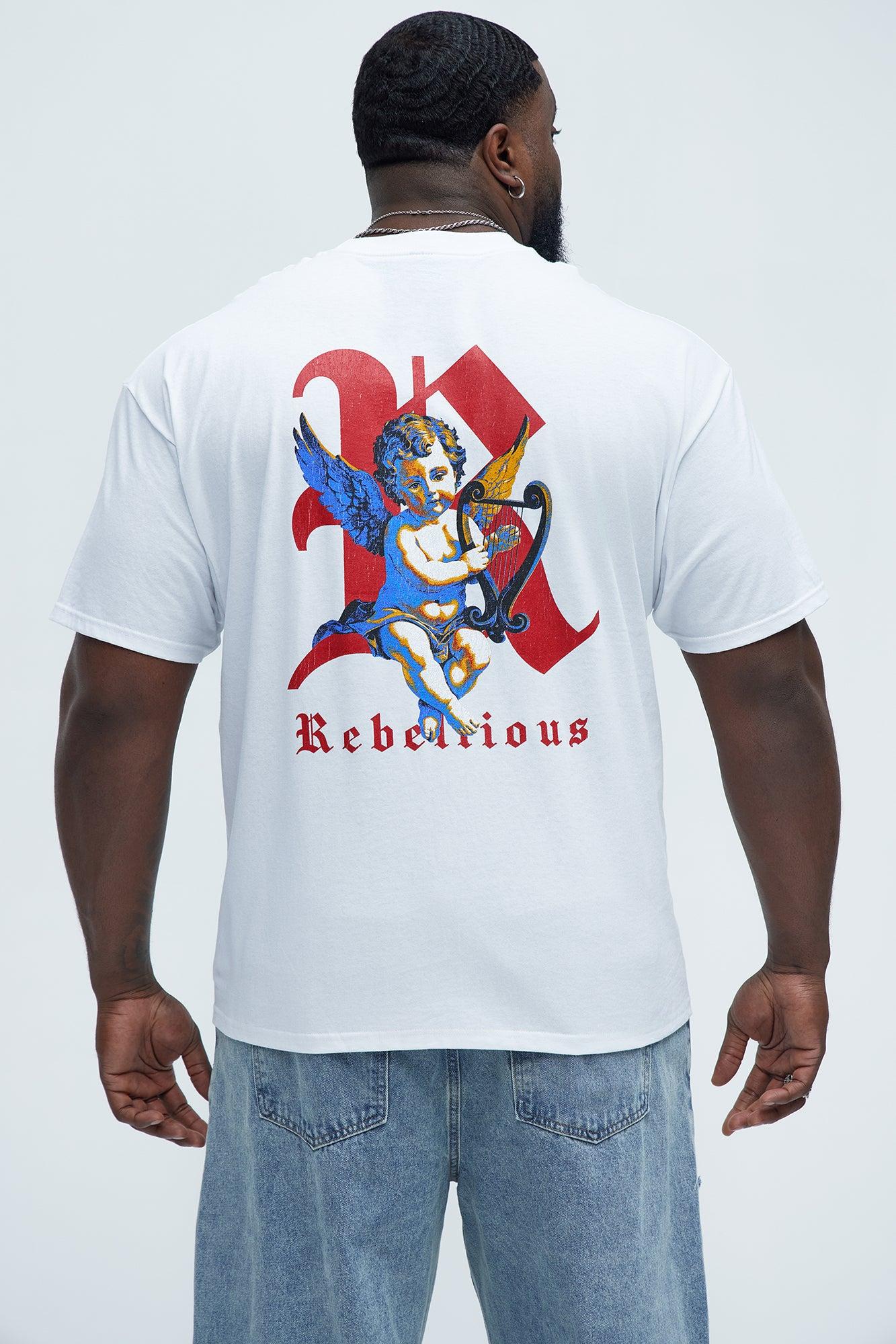 Rebellious Angel Short Sleeve Tee - White Product Image