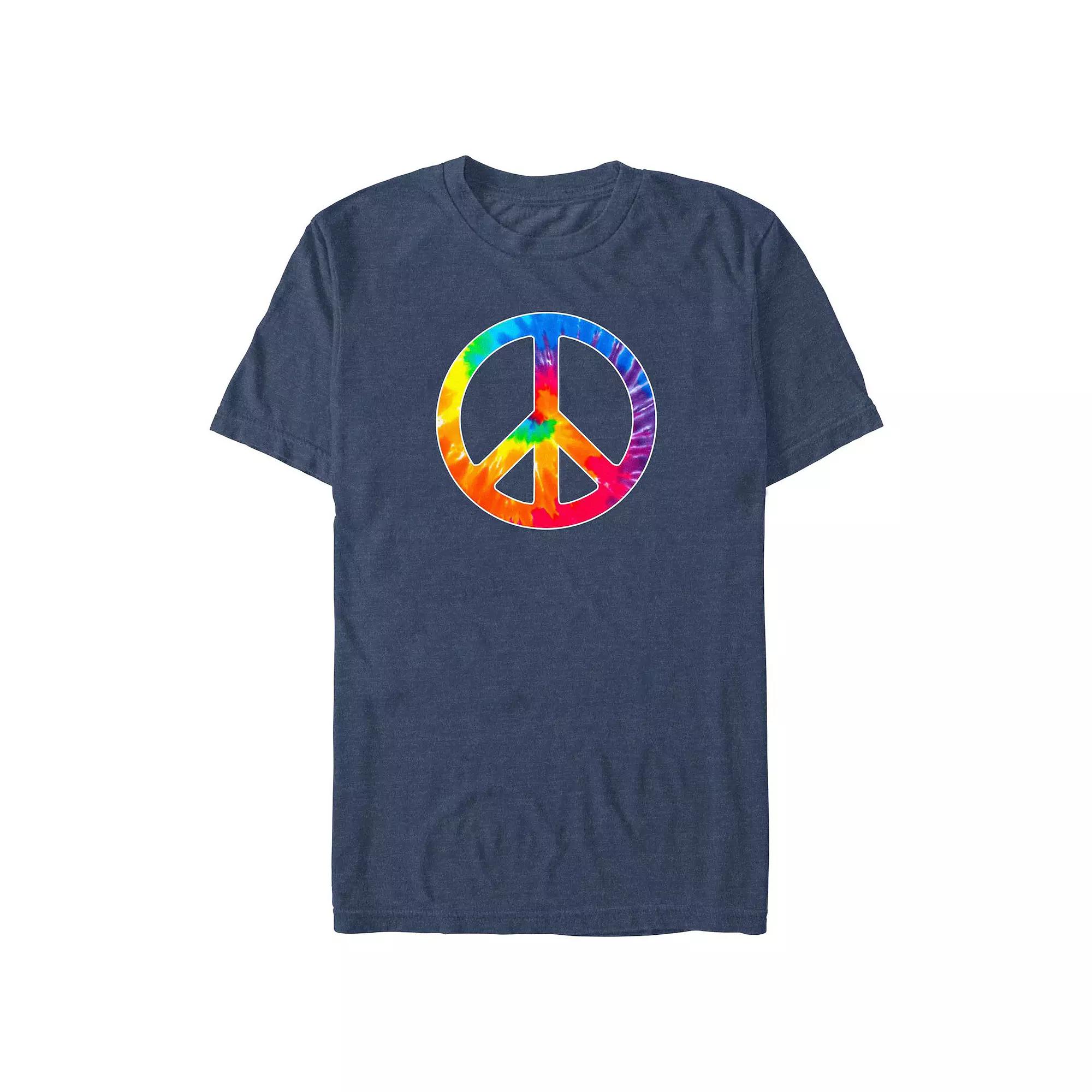 Big & Tall Peace Sign Tie Dye Print Graphic Tee, Men's,  Product Image