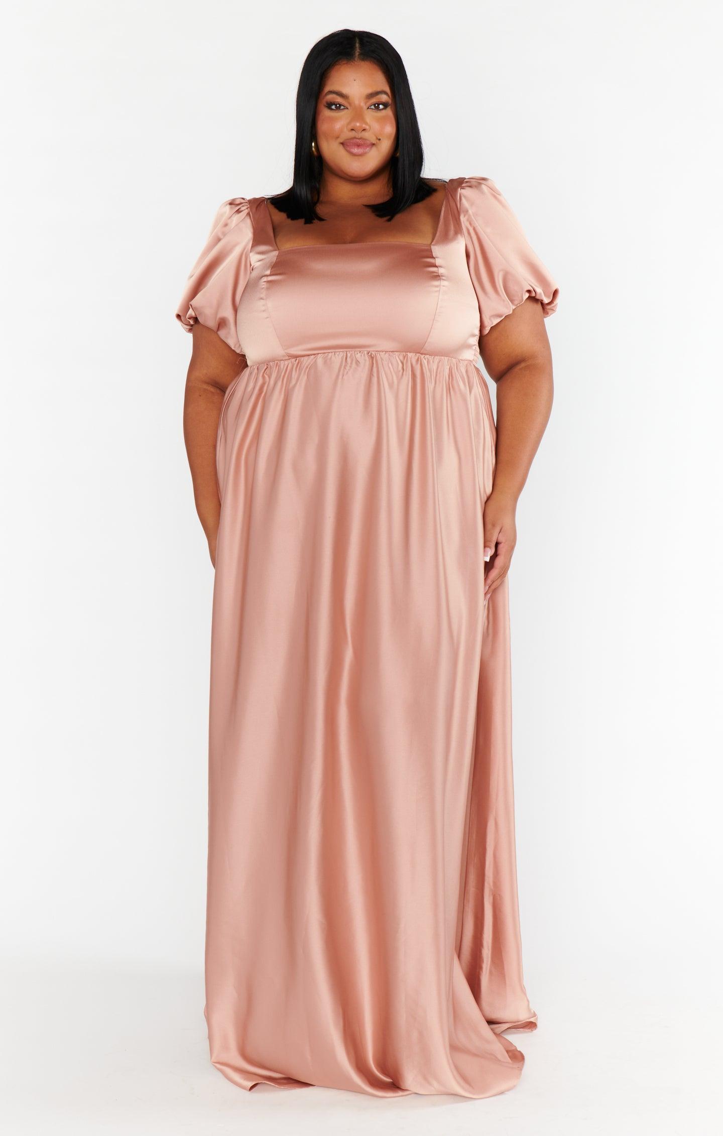 Nora Maxi Dress ~ Rose Gold Luxe Satin Product Image