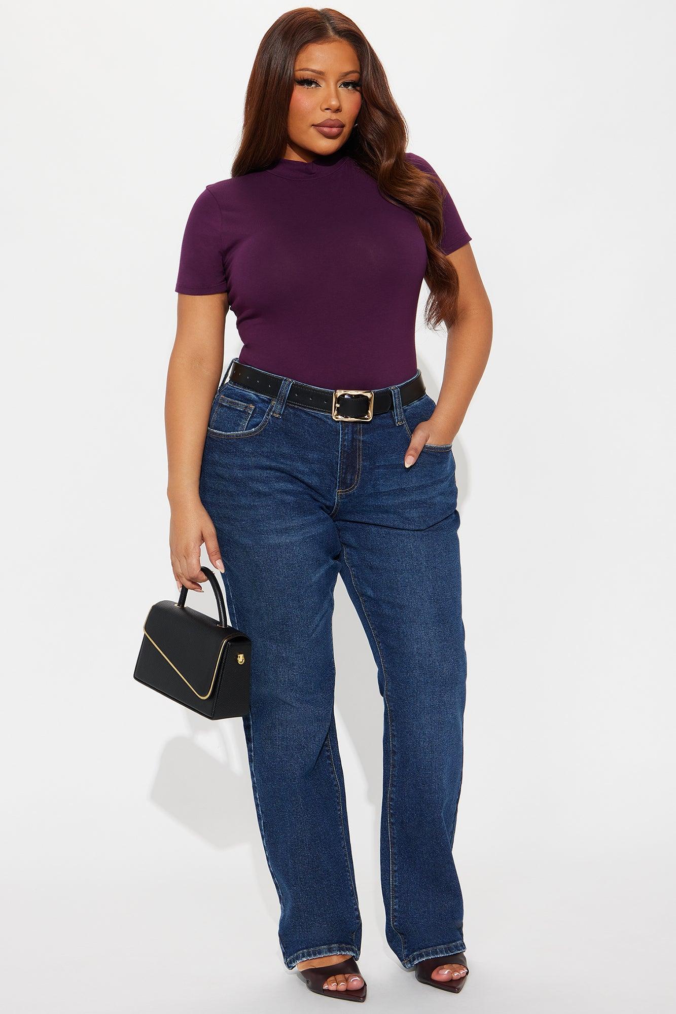 Basic Mock Neck Bodysuit - Plum Female Product Image