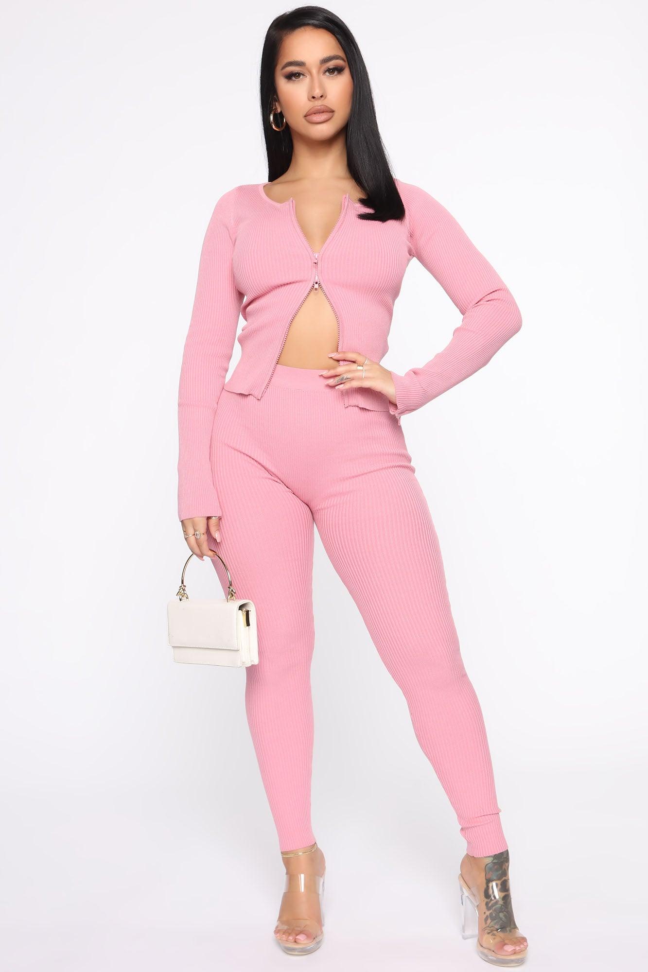 Wrong Way Sweater Pant Set - Pink Female Product Image