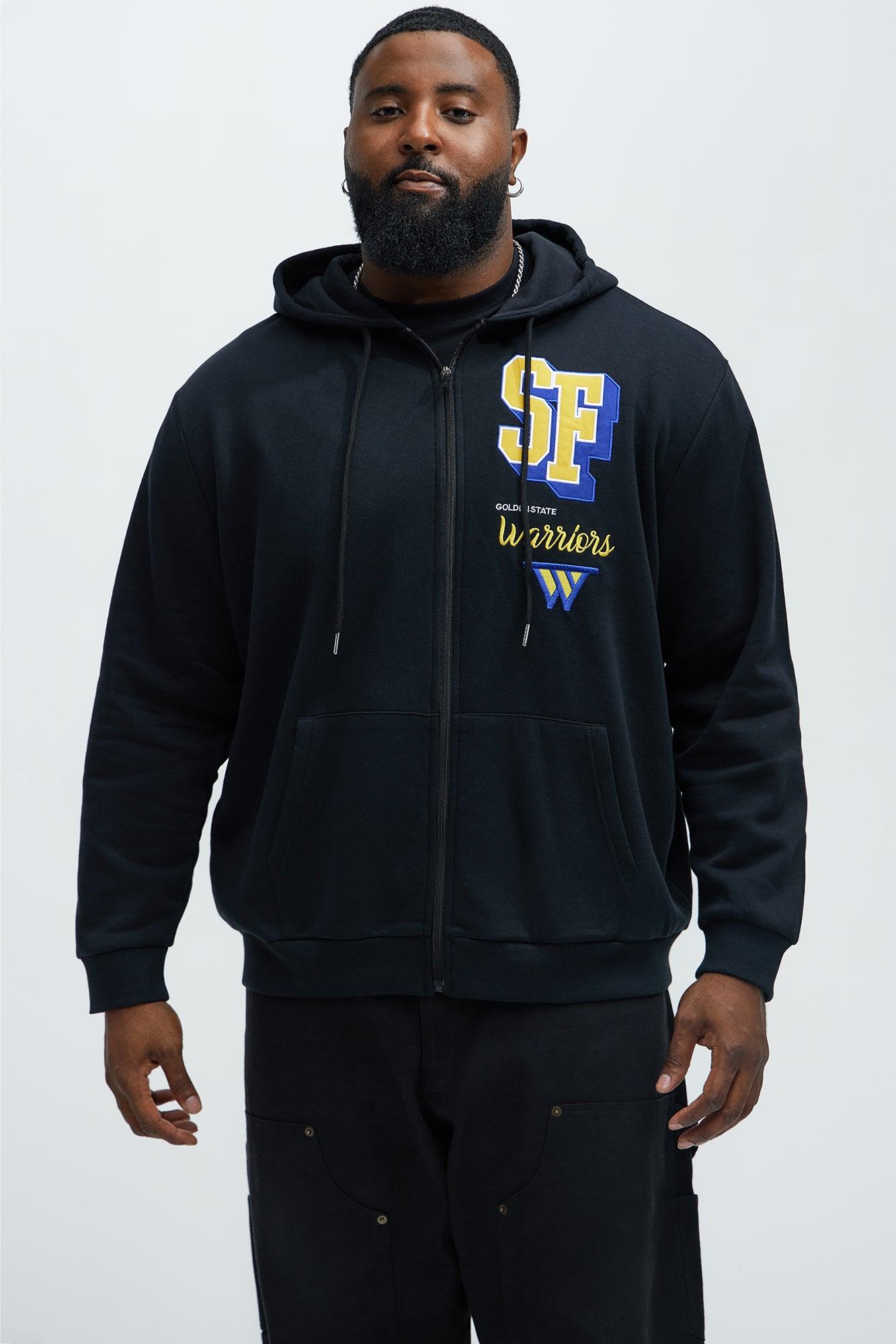 Warriors Bold Zip Up Hoodie - Black Male Product Image