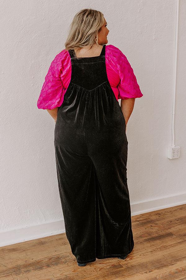 Holiday Cheer Velvet Jumpsuit in Black Curves Product Image