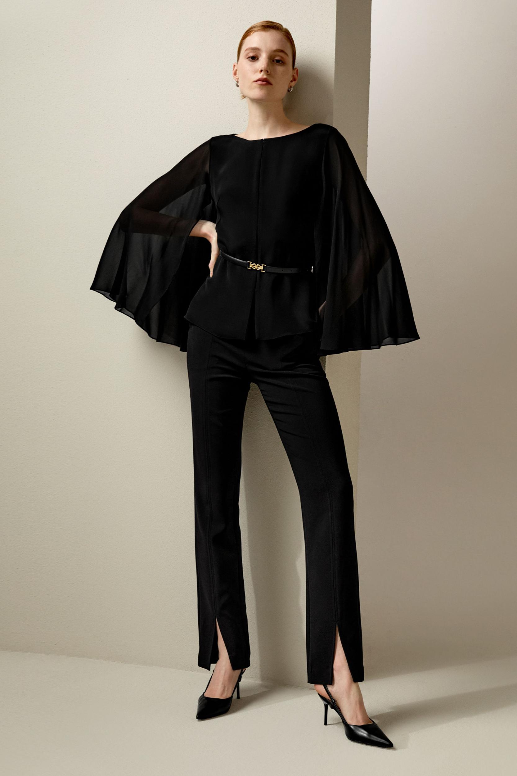 Crewneck Cape-Style Blouse Product Image