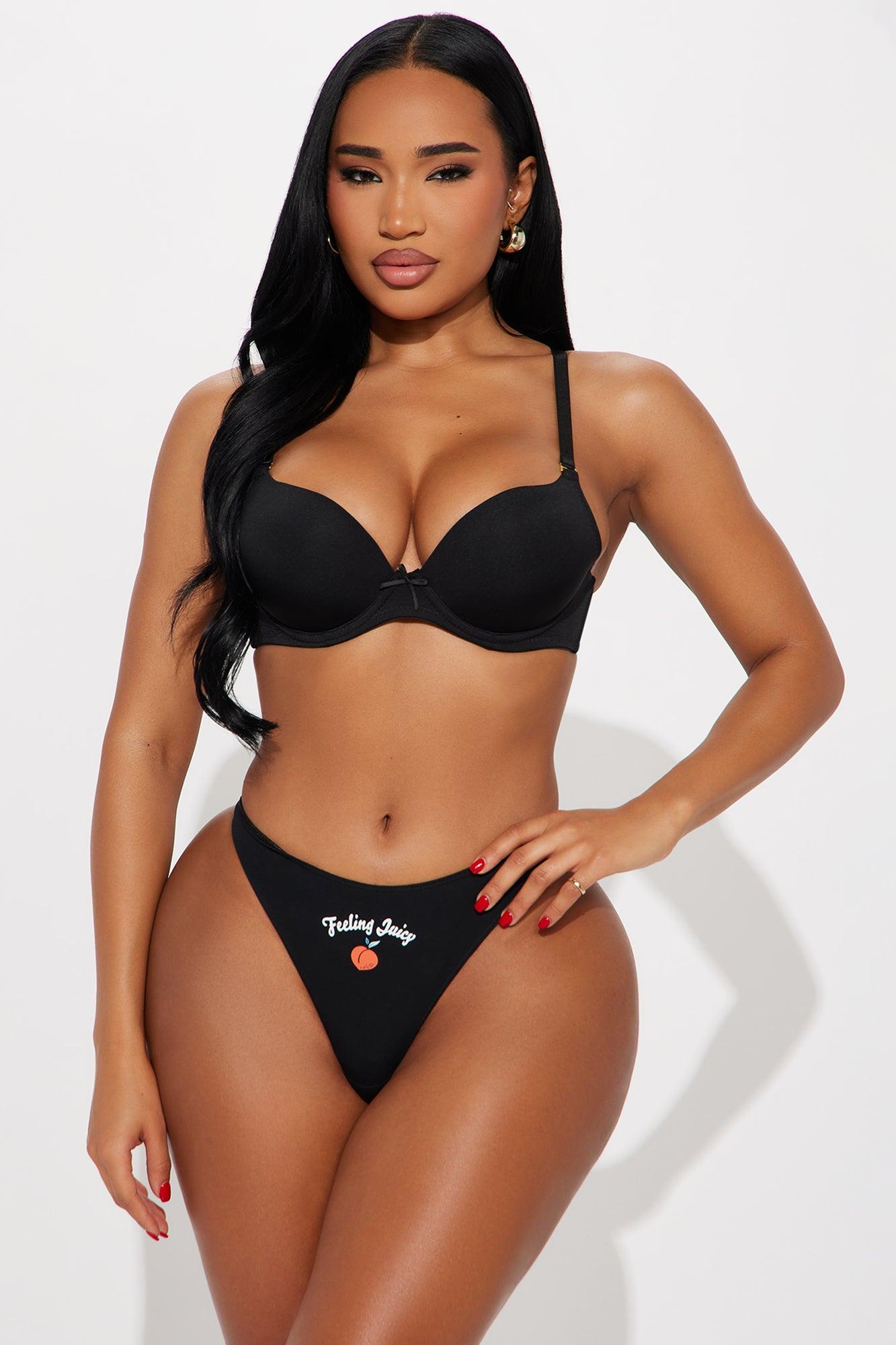 Feeling Juicy Thong Panty - Black Product Image
