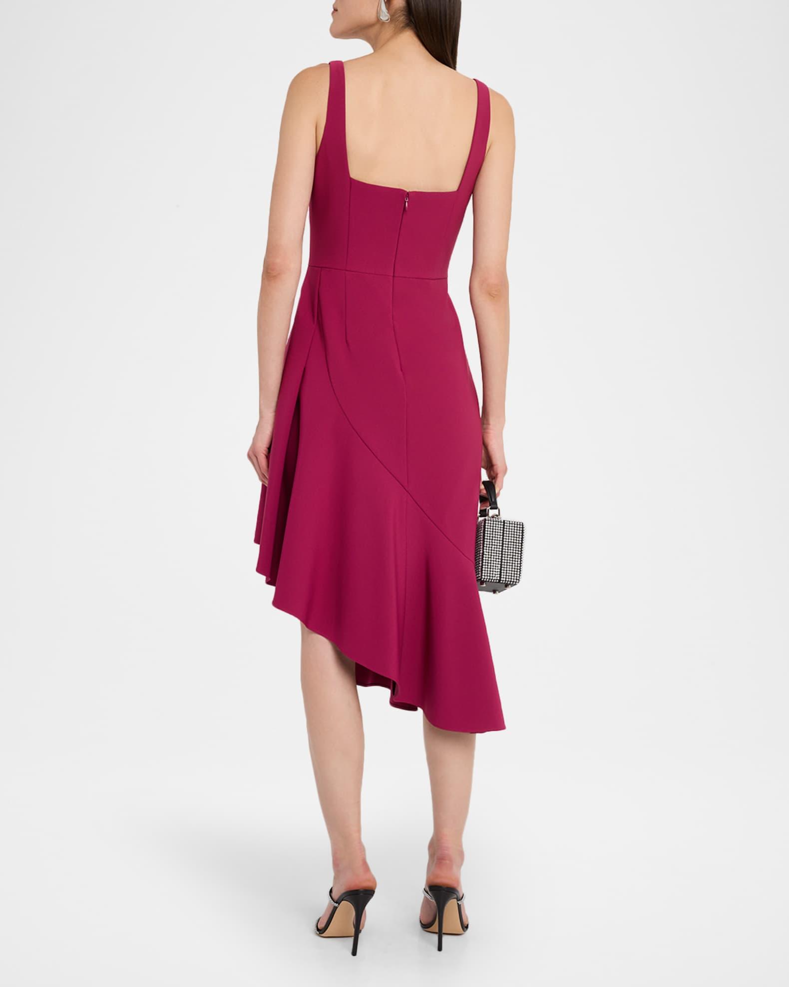Sleeveless High-Low Ruffle Crepe Midi Dress Product Image