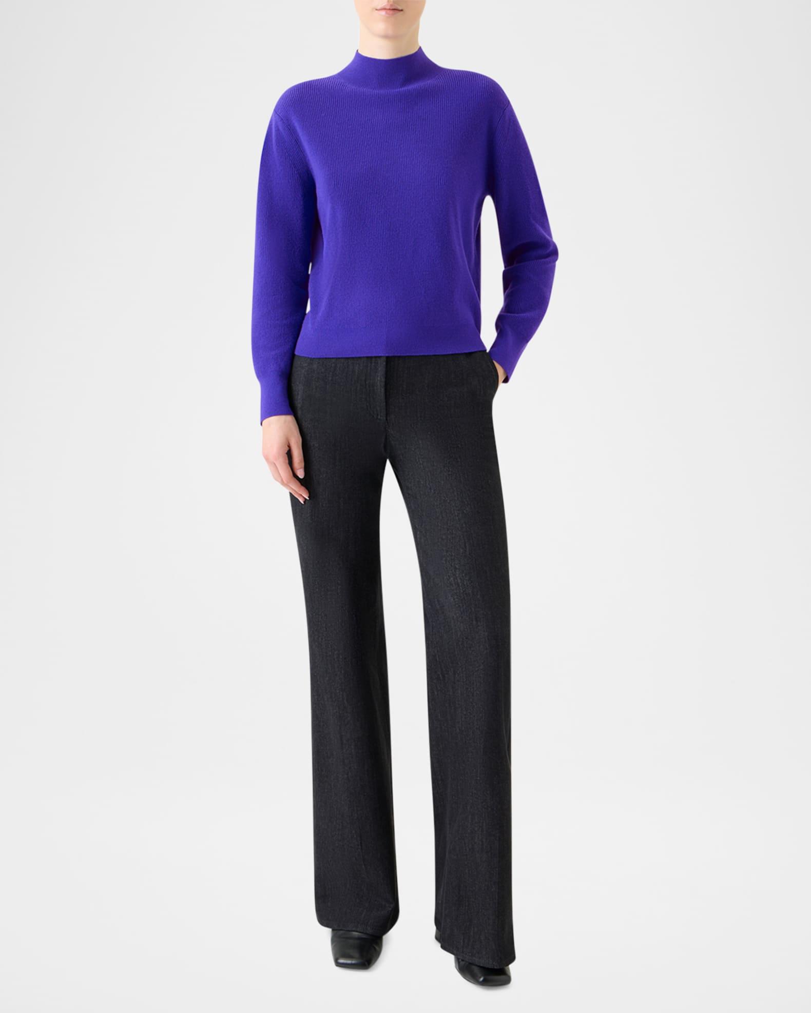 Mock-Neck Cashwool Rib Sweater Product Image