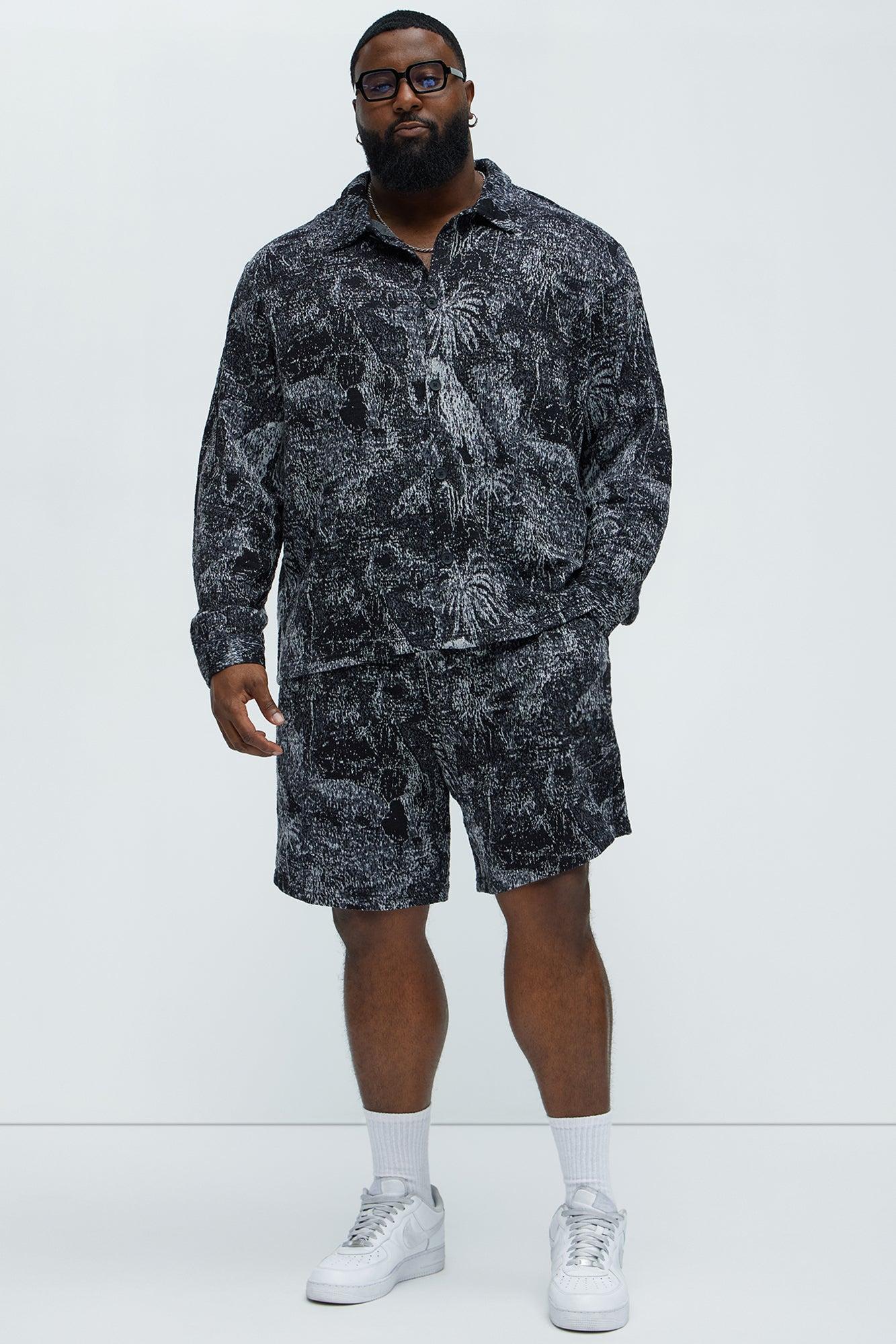 Grainy Tropics Relaxed Knit Shorts - Black/combo Product Image