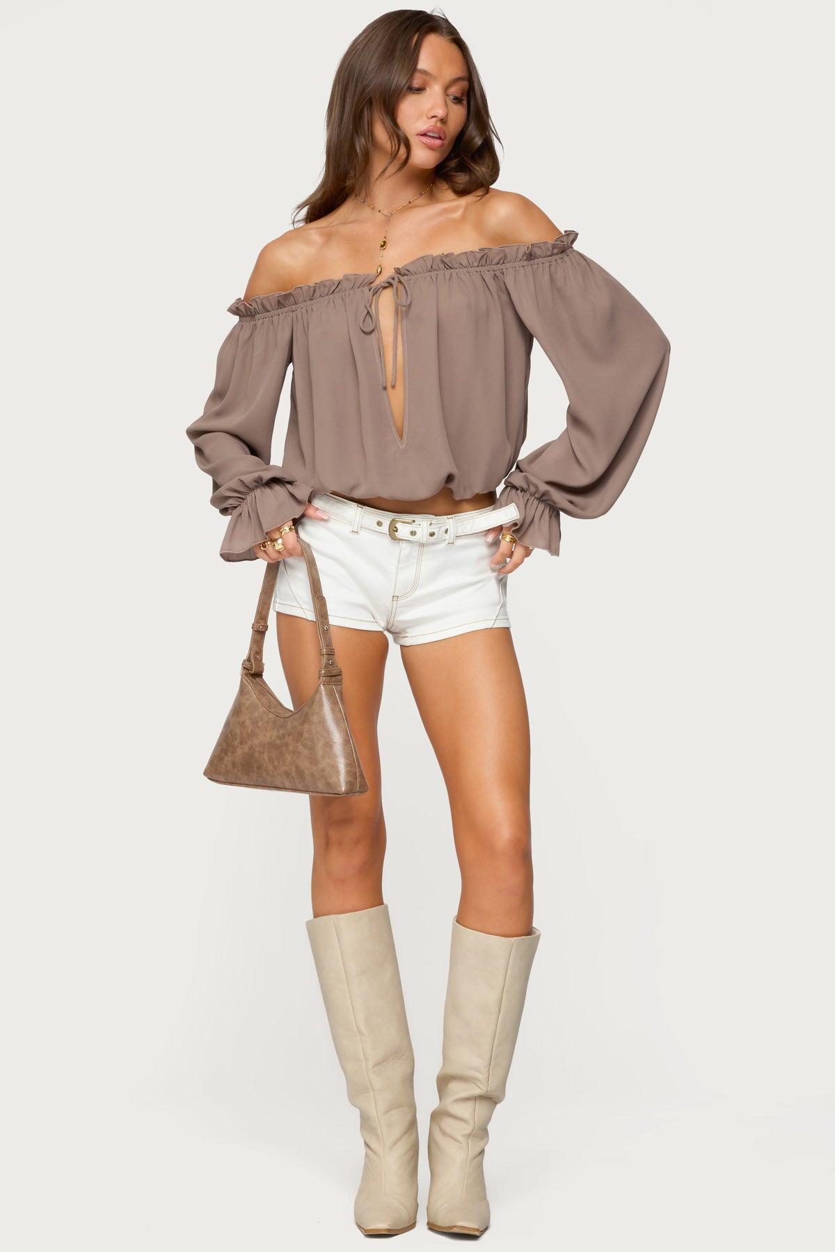 Juna Off Shoulder Ruffle Chiffon Top Product Image