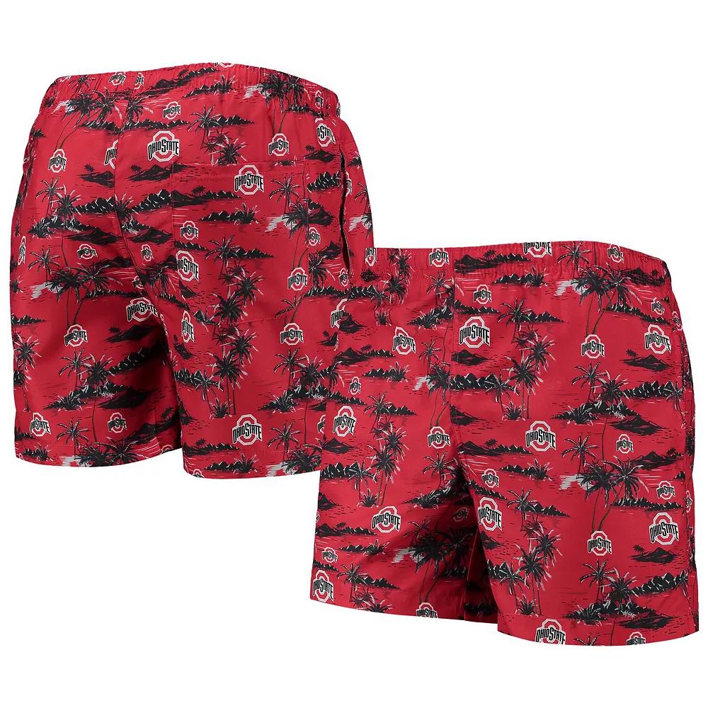 Men's FOCO Scarlet Ohio State Buckeyes Island Palm Swim Trunks,  Product Image