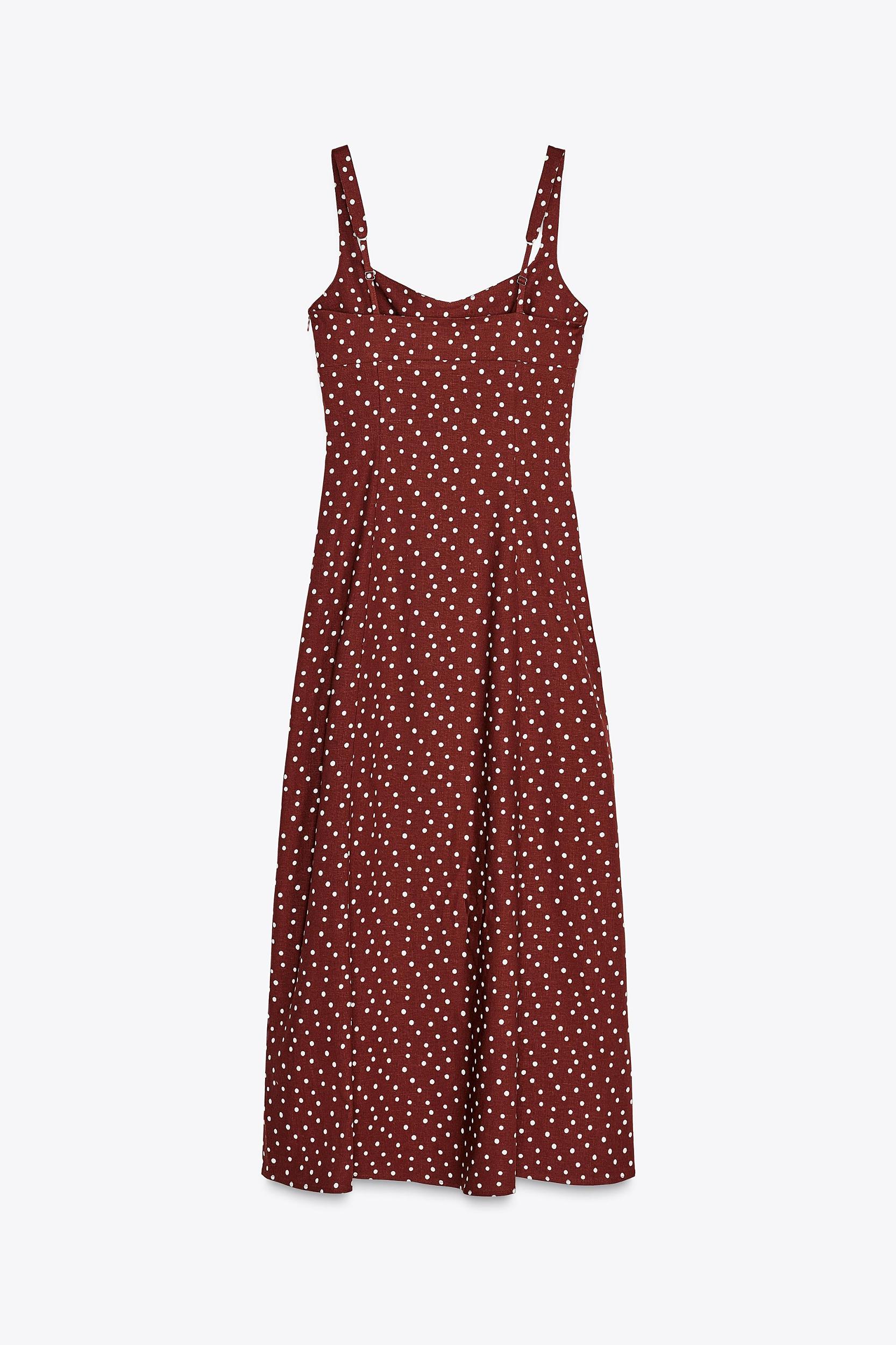 LINEN POLKA DOT MIDI DRESS Product Image