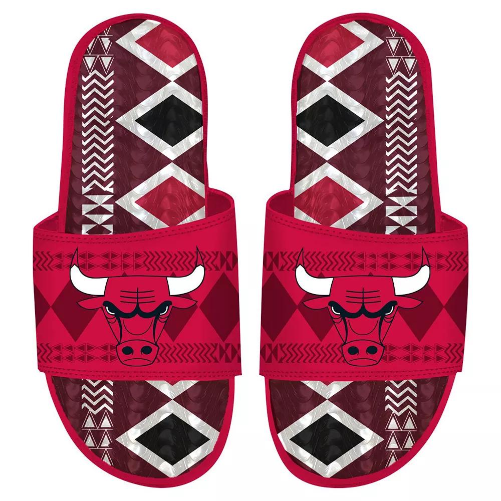 Men's ISlide Red Chicago Bulls Shooting Touch Rwanda Pattern Gel Slide Sandals, Adult Unisex,  Product Image