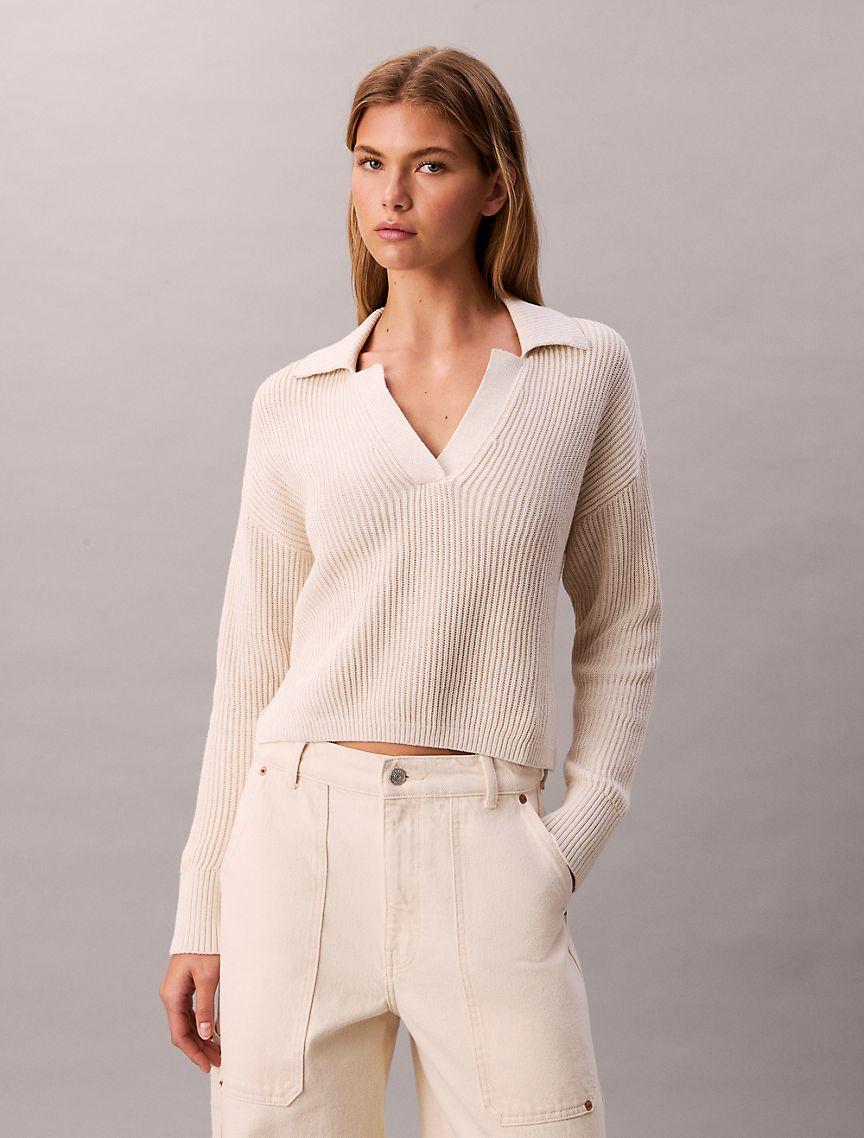 Smooth Cotton Relaxed Polo Sweater Product Image