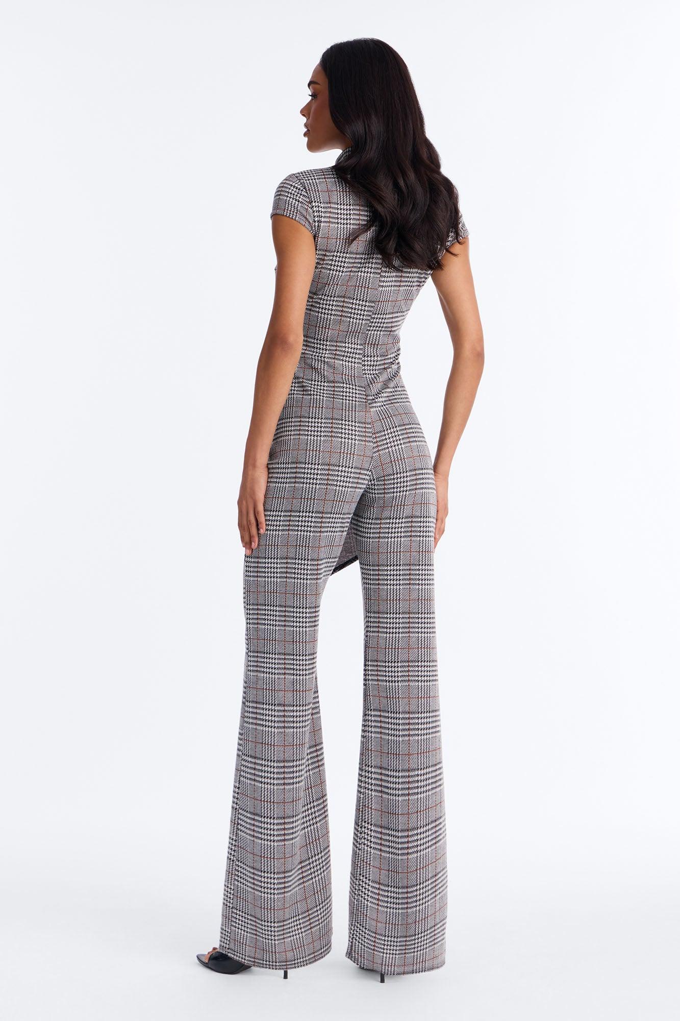 Chantel Plaid Draped Jumpsuit - Grey Female Product Image