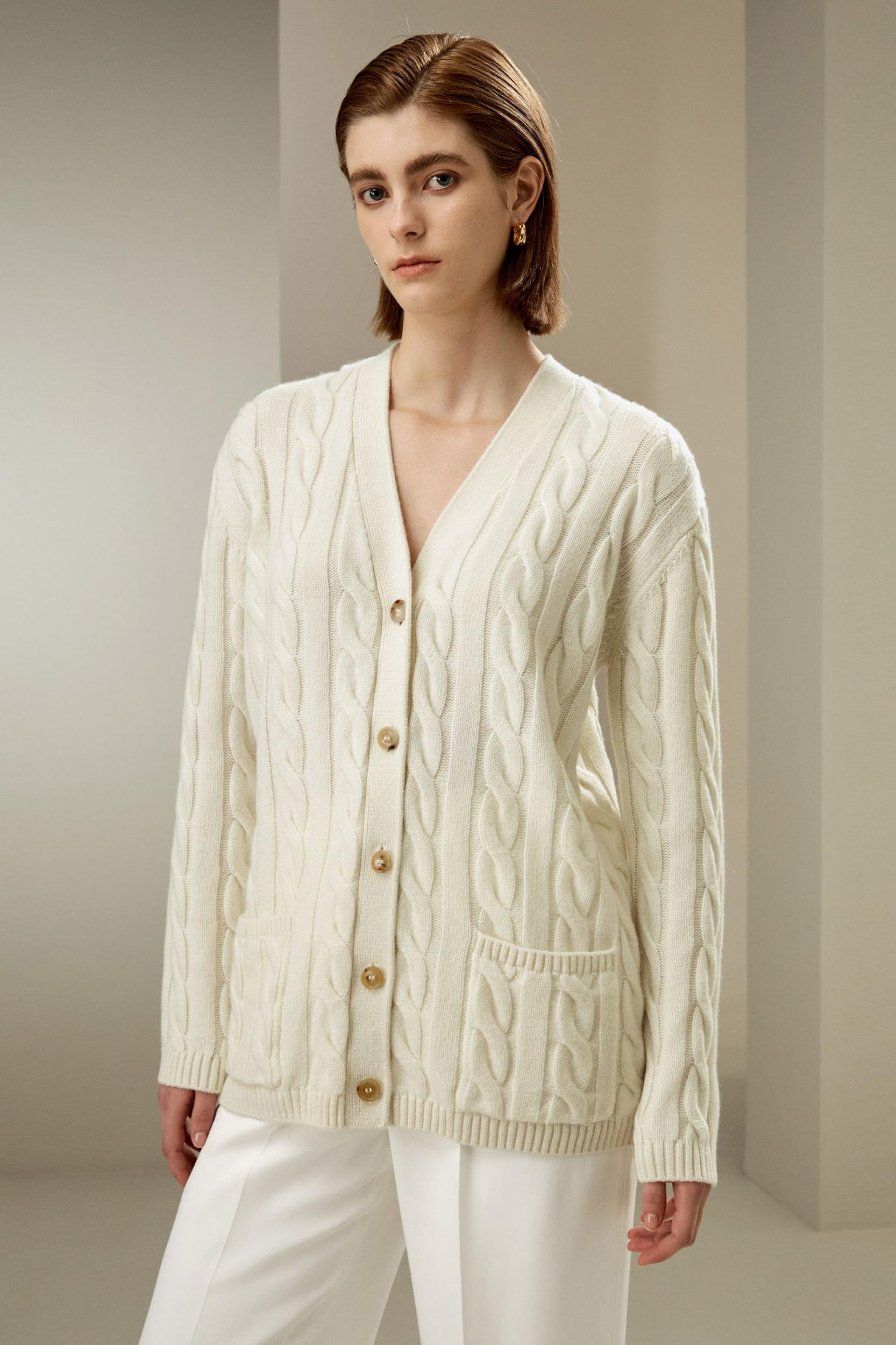 Oversized Cable Weave Cardigan Product Image