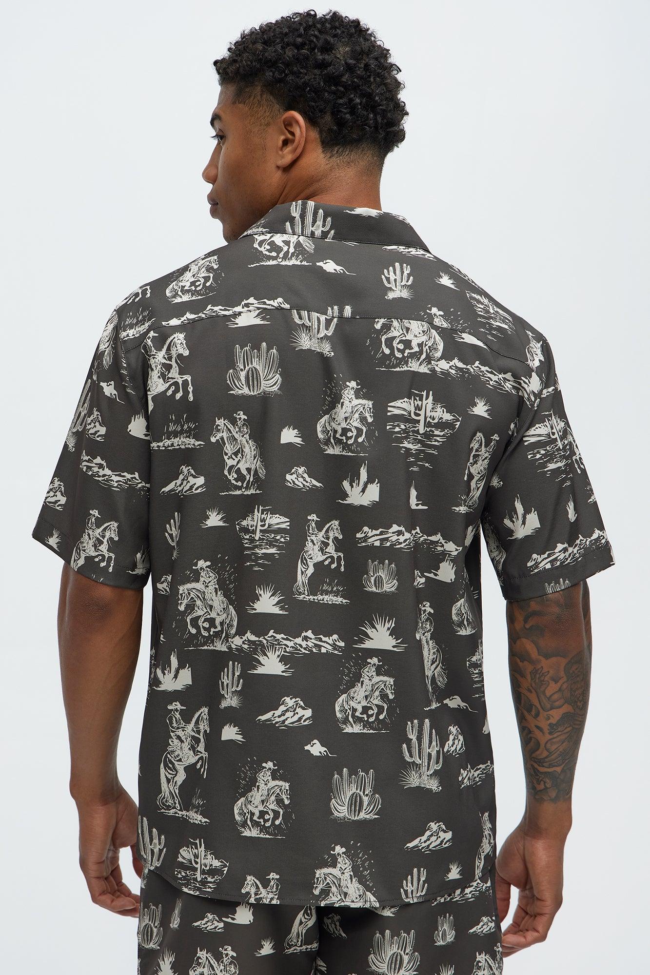 Wild West Button Up Shirt - Brown/combo Product Image