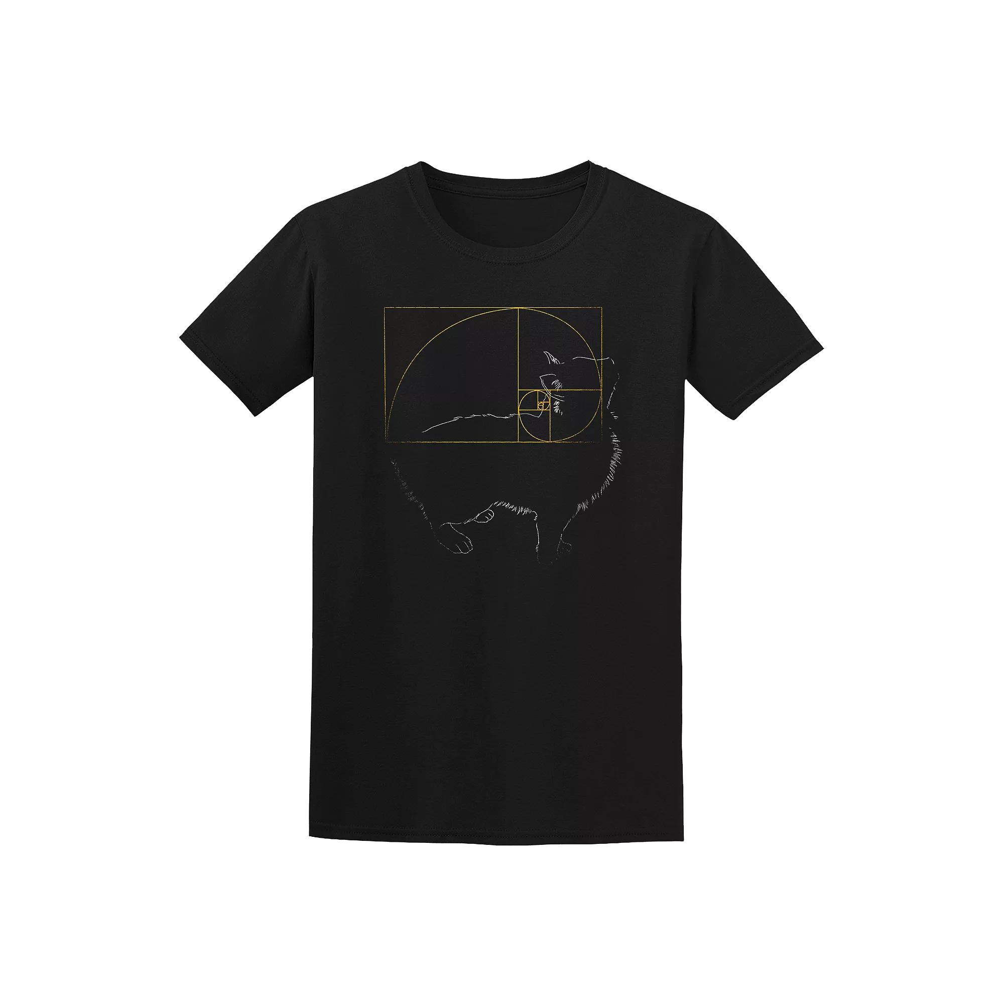 Men's COLAB89 by Threadless Golden Cat Tee, Size: Large, Black Product Image