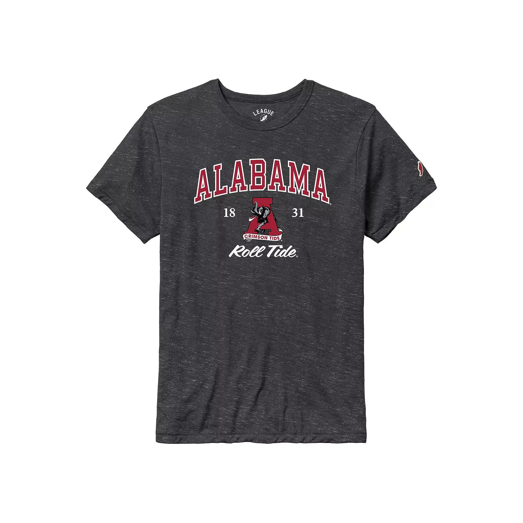 Men's League Collegiate Wear Charcoal Alabama Crimson Tide Arch Script Victory Falls Tri-Blend T-Shirt, Size: Large Product Image