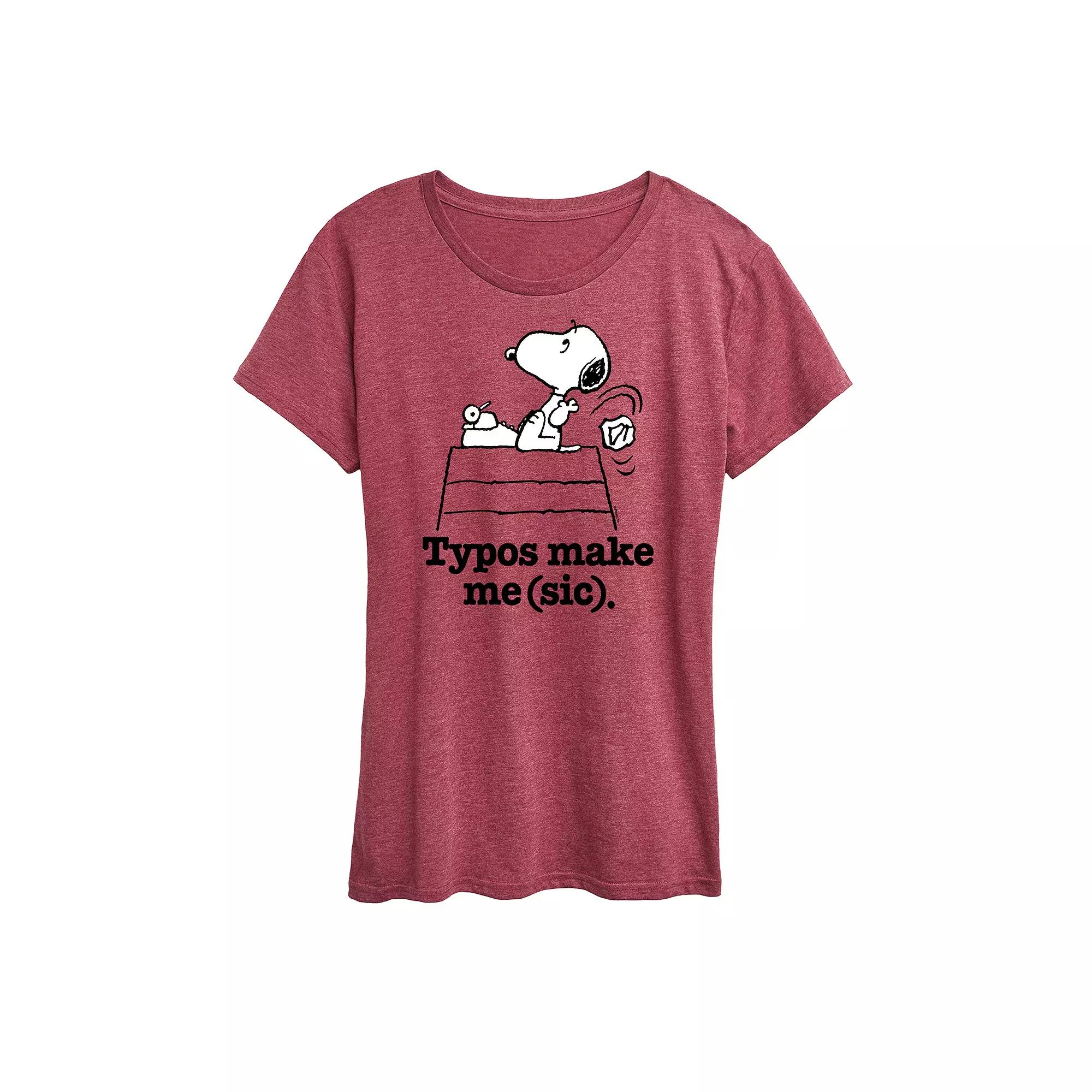 Women's Peanuts Snoopy Typos Make Me Sic Graphic Tee,  Product Image