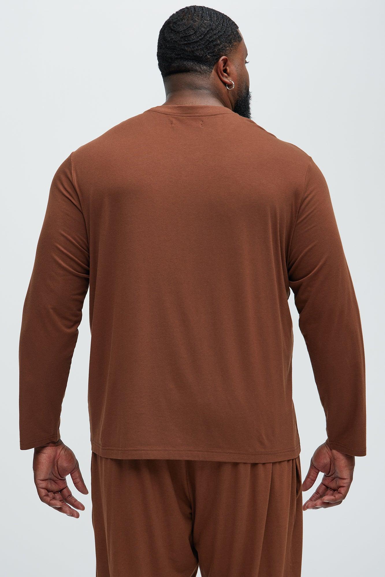 Essential Modal Lounge Long Sleeve Tee - Brown Product Image