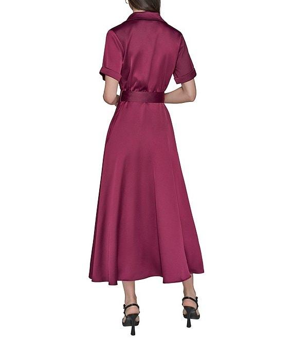 KARL LAGERFELD PARIS Satin Crepe Short Sleeve Shirtdress Product Image