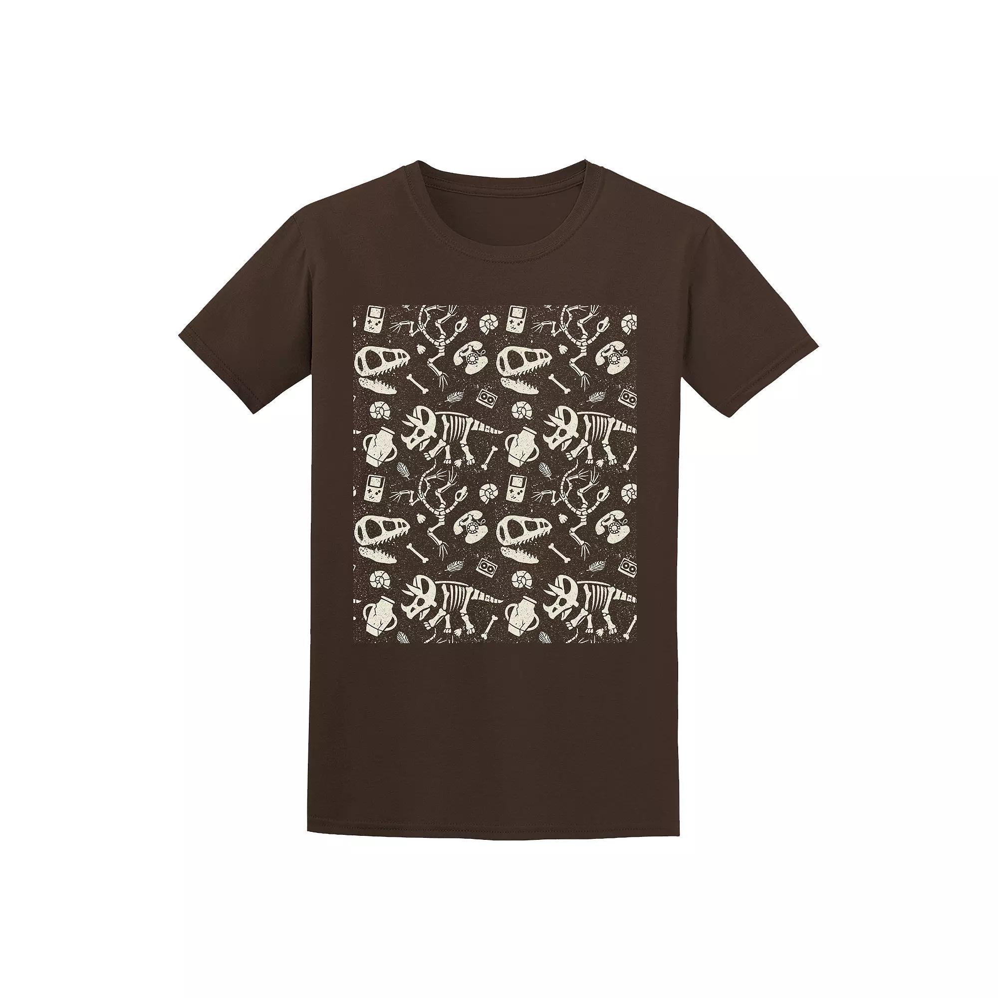 Men's COLAB89 by Threadless Dinosaurs Fossil Tee, Size: XL, Dark Brown Product Image