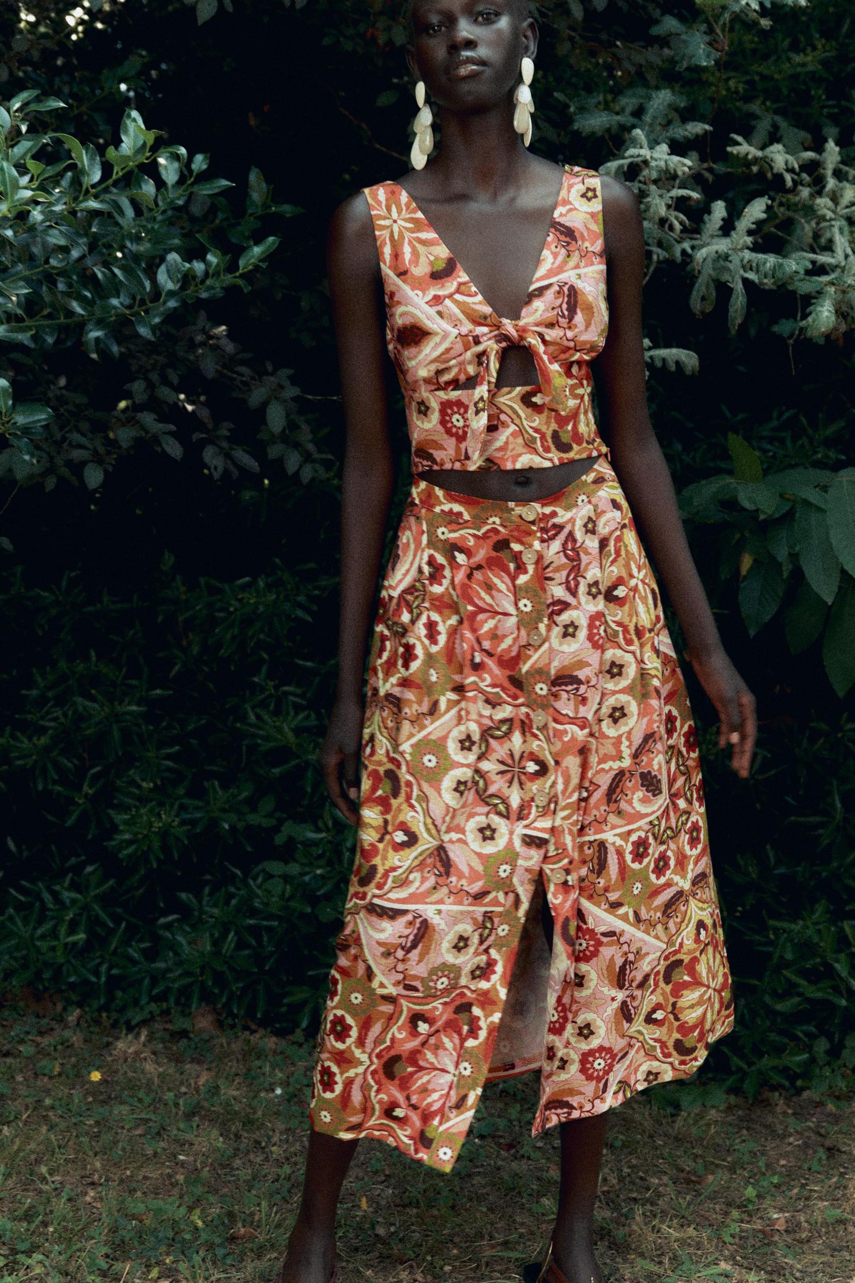 PRINTED RUSTIC MIDI SKIRT Product Image