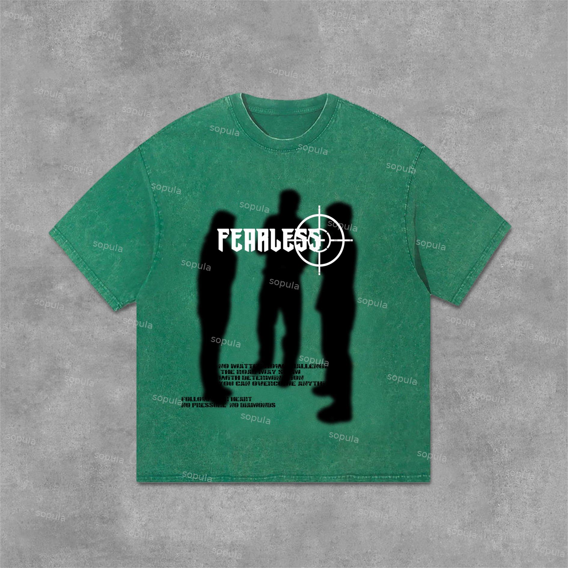 Sopula Fearless Blurred Street Portrait Graphic Print Acid Washed T-Shirt Product Image