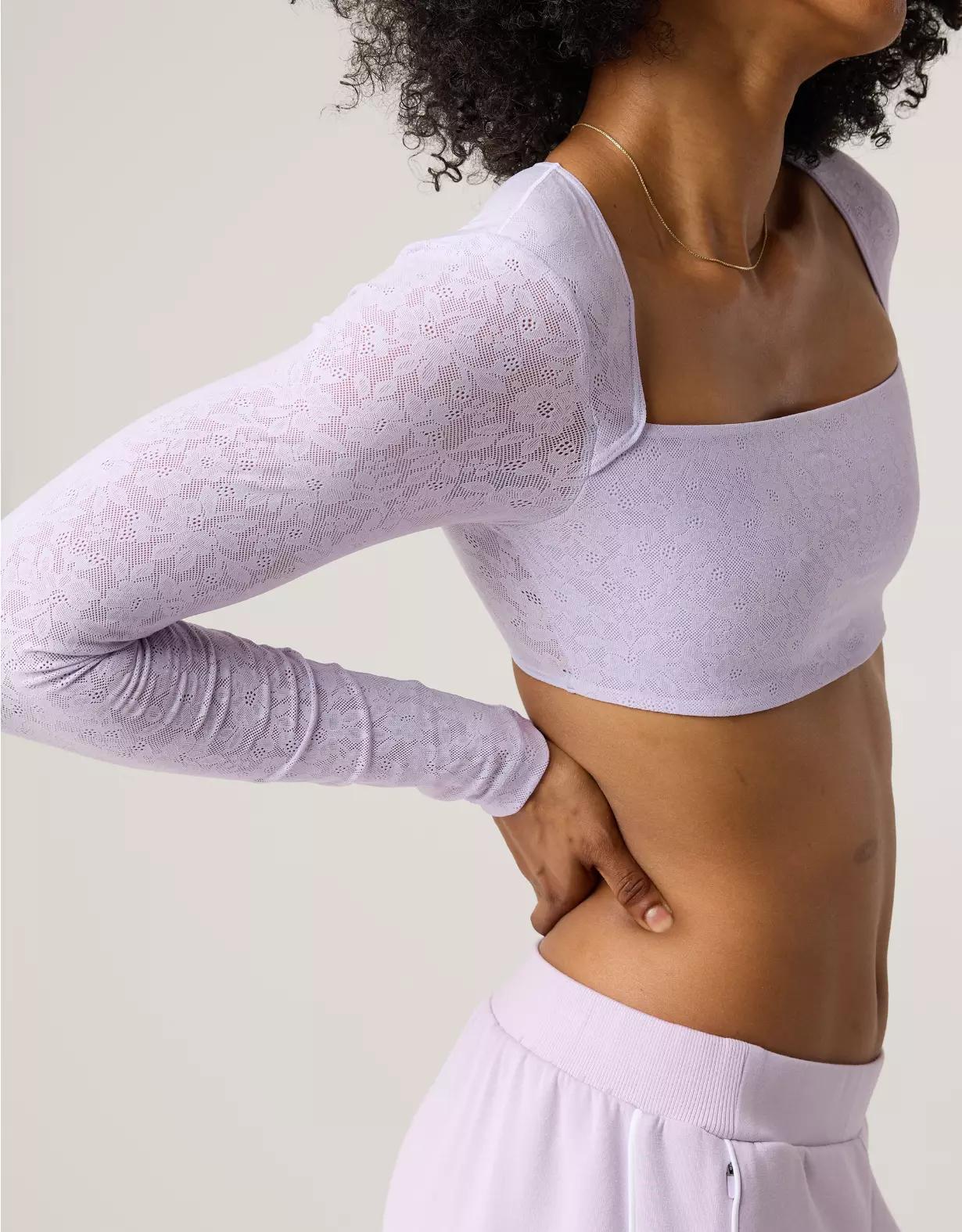 OFFLINE By Aerie Real Me Lace Long Sleeve Bra Top Product Image