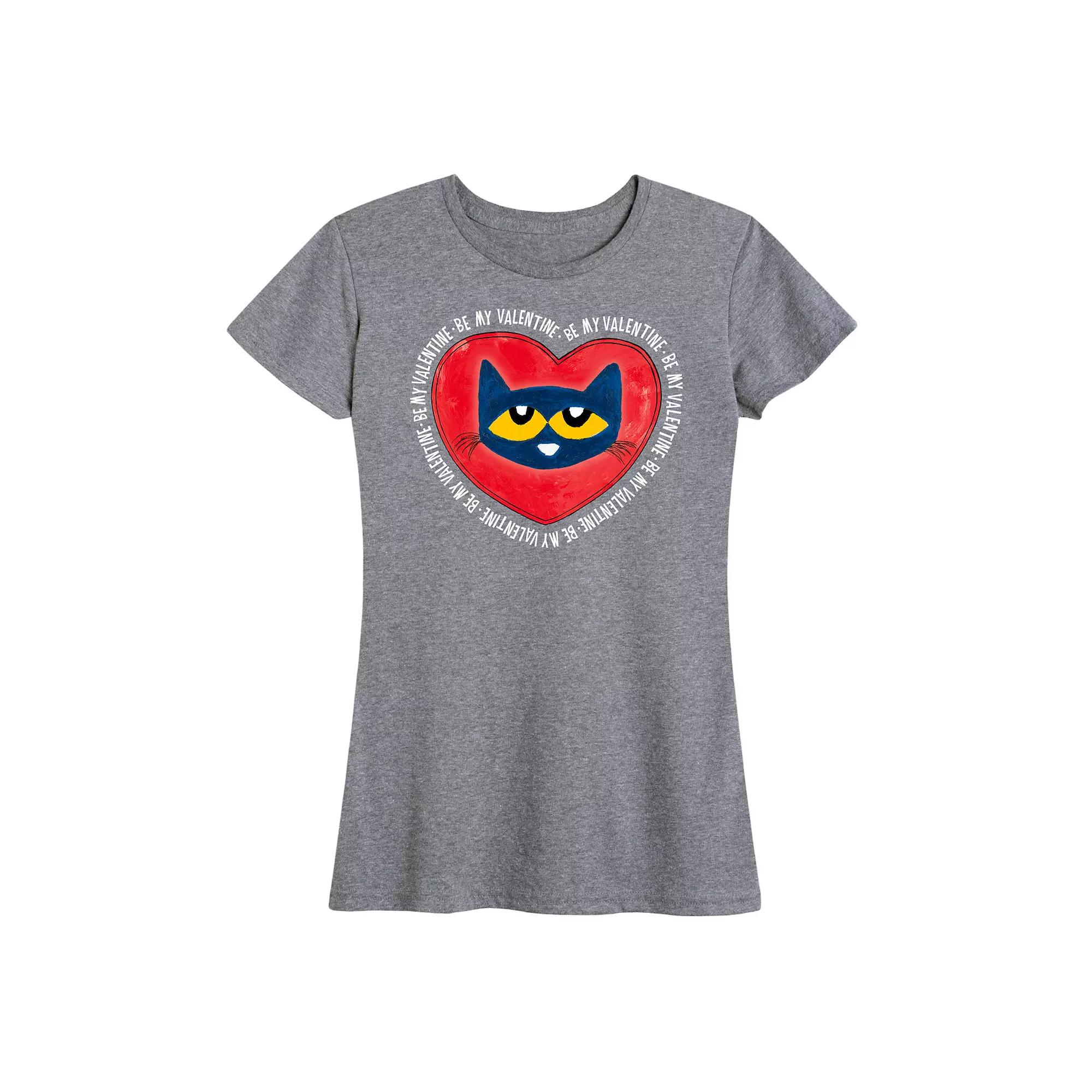 Women's Pete The Cat Be My Valentine Pete Face Graphic Tee,  Product Image