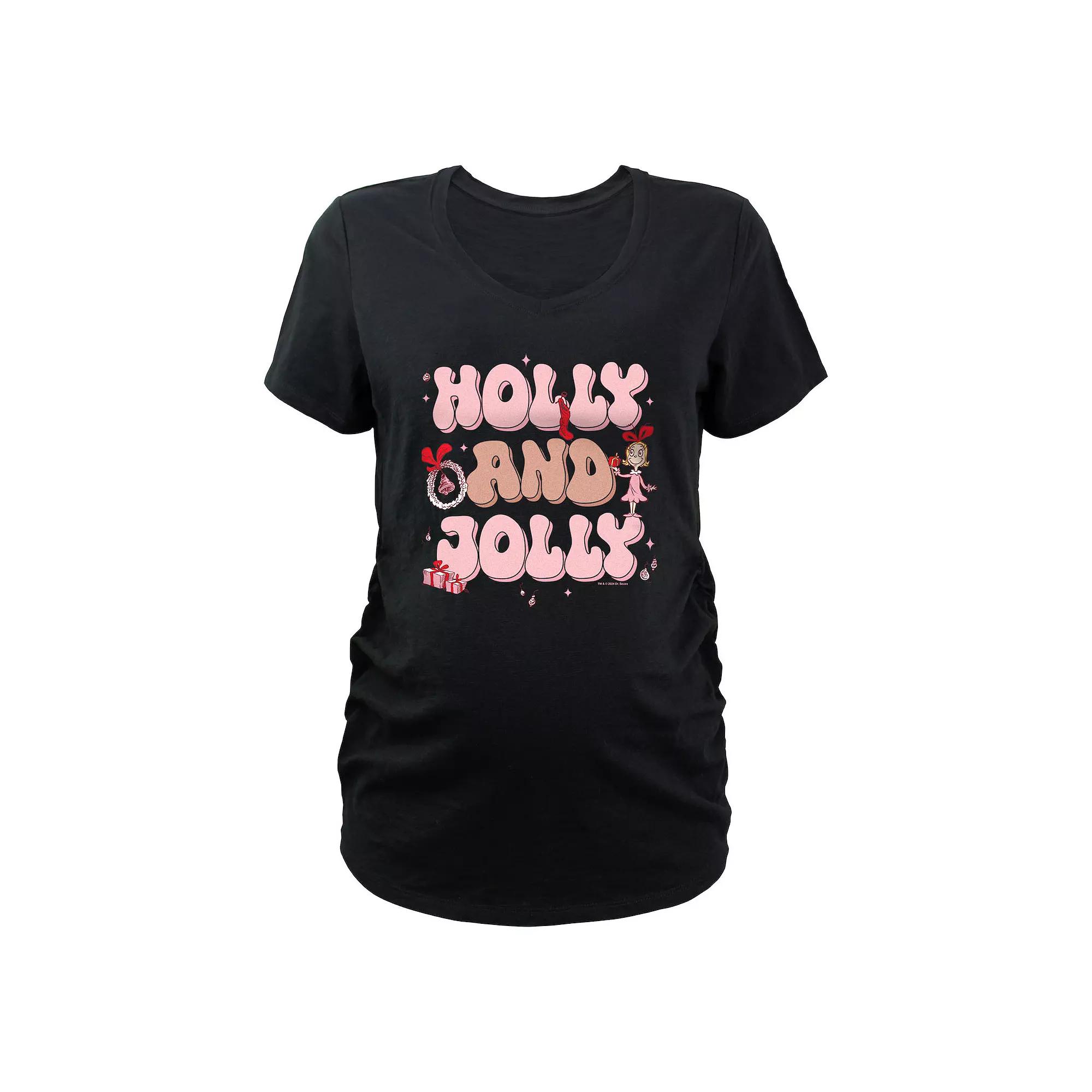 Maternity Dr. Seuss Grinch Cindy-Lou Who Holly And Jolly Graphic Tee, Women's,  Product Image