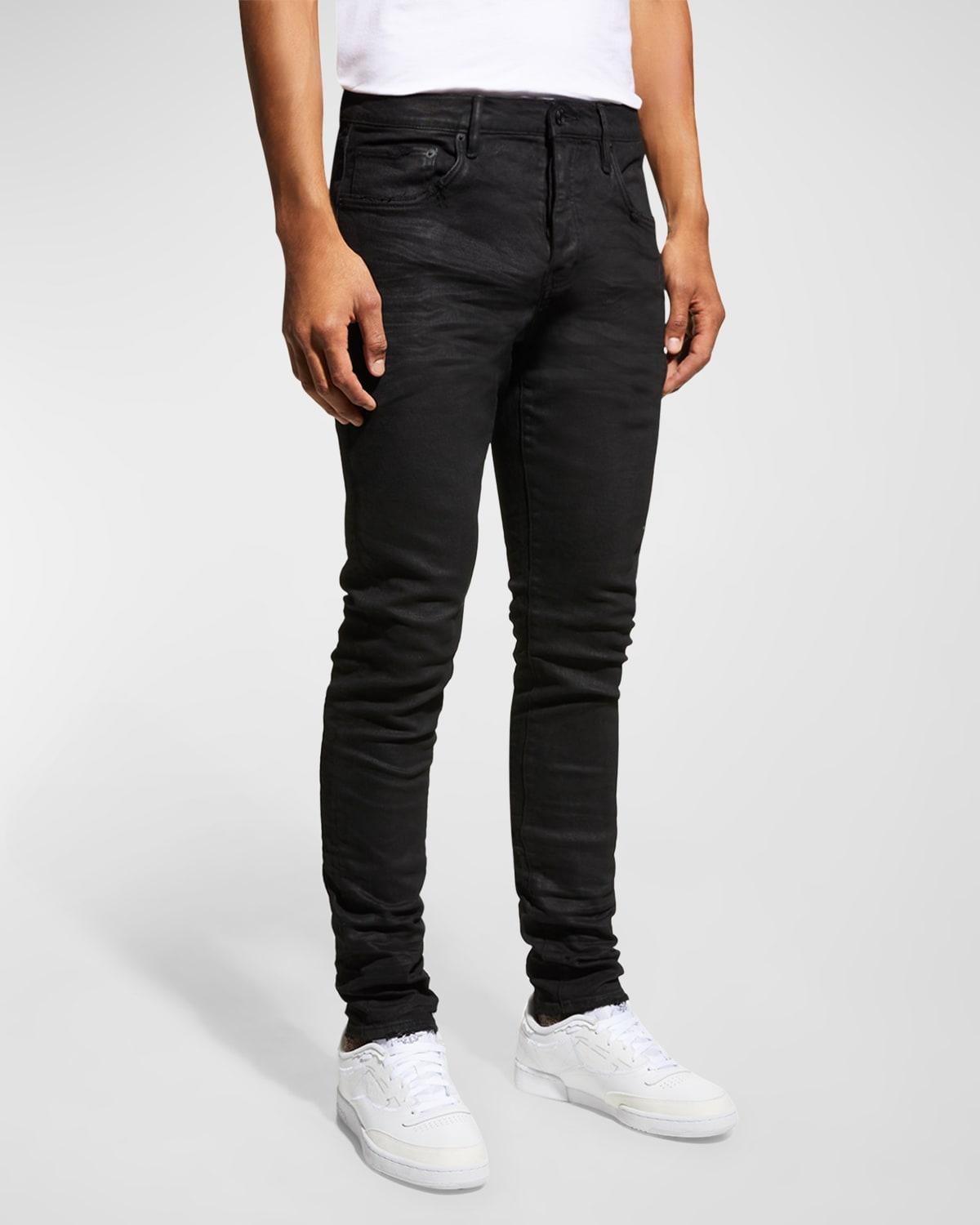 Men's P001 Black Resin Skinny Jeans Product Image