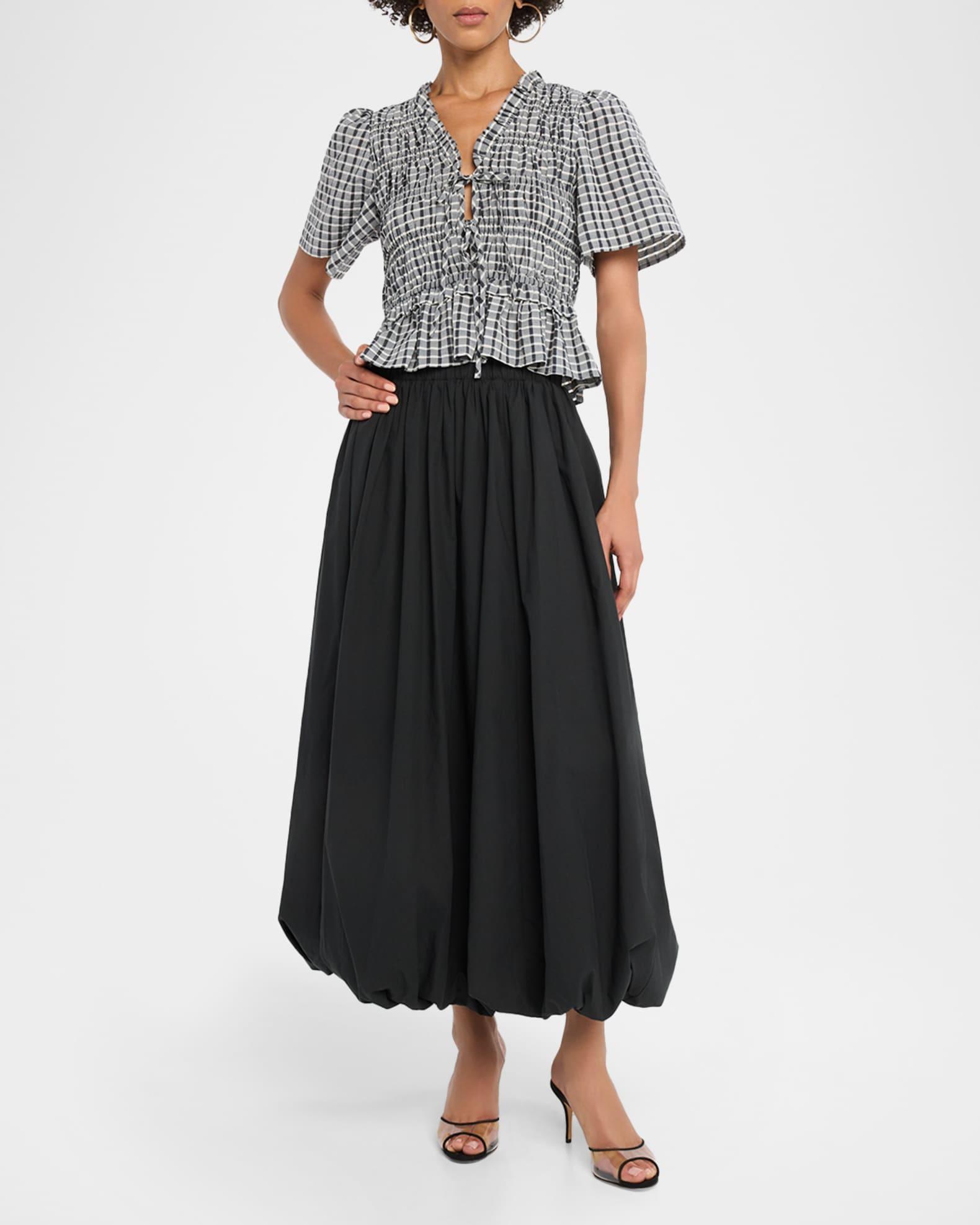 Cala Poplin Bubble Midi Skirt Product Image
