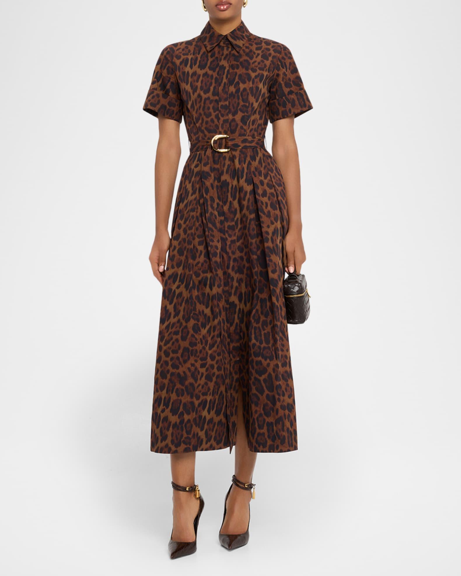 Leighton Leopard-Print Belted Midi Shirtdress Product Image