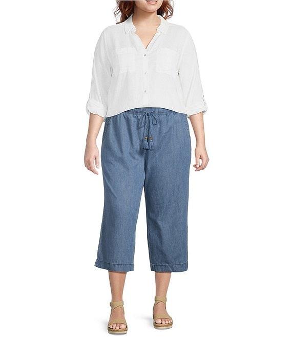 Westbound Plus Size Cotton Lyocell Crop Pull-On Pants Product Image