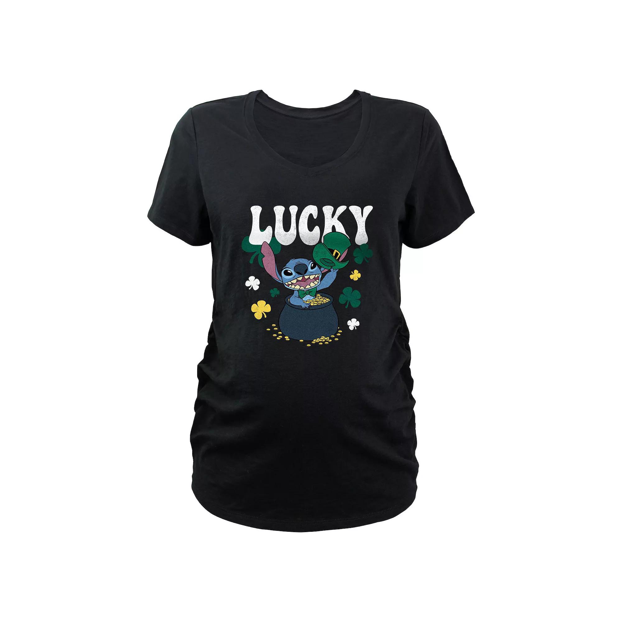 Disney's Lilo & Stitch Lucky Pot Of Gold Maternity Graphic Tee, Women's,  Product Image