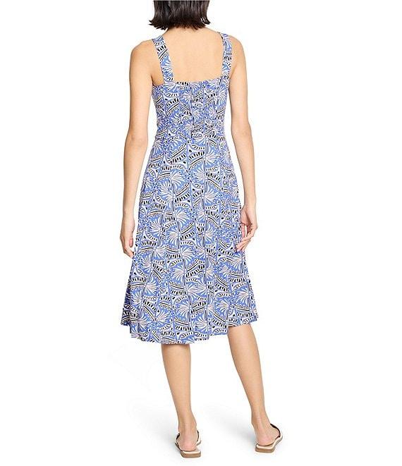 NIC + ZOE Dana Ocean Print Square Neck Sleeveless Fit-And-Flare Dress Product Image