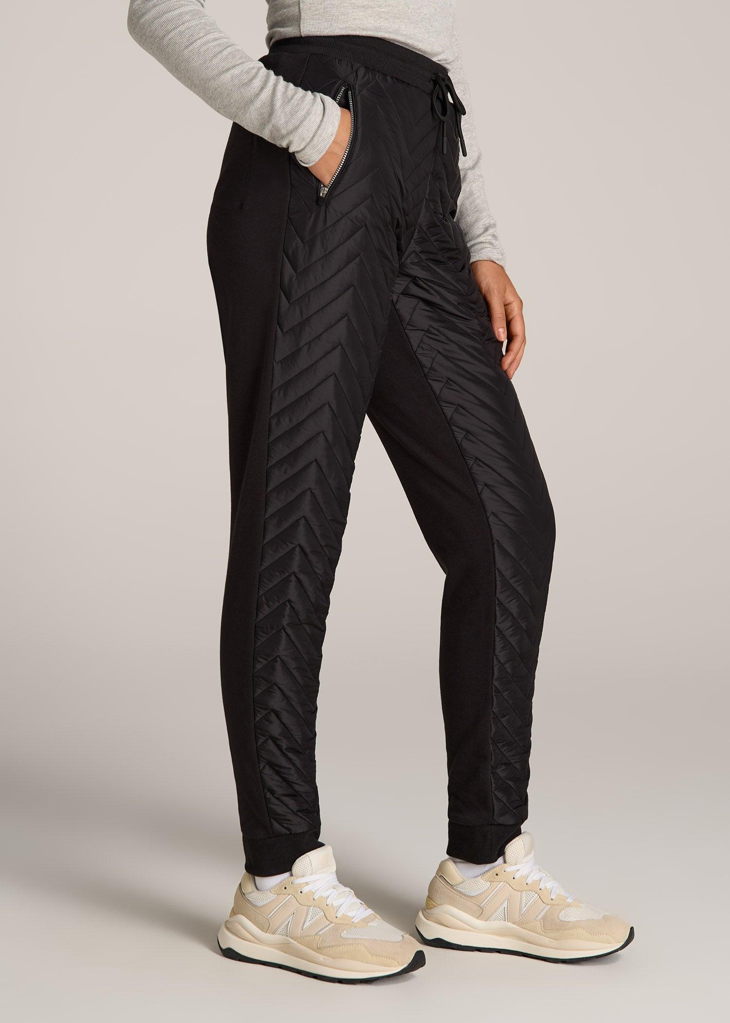 Quilted Joggers for Tall Women in Black Female Product Image