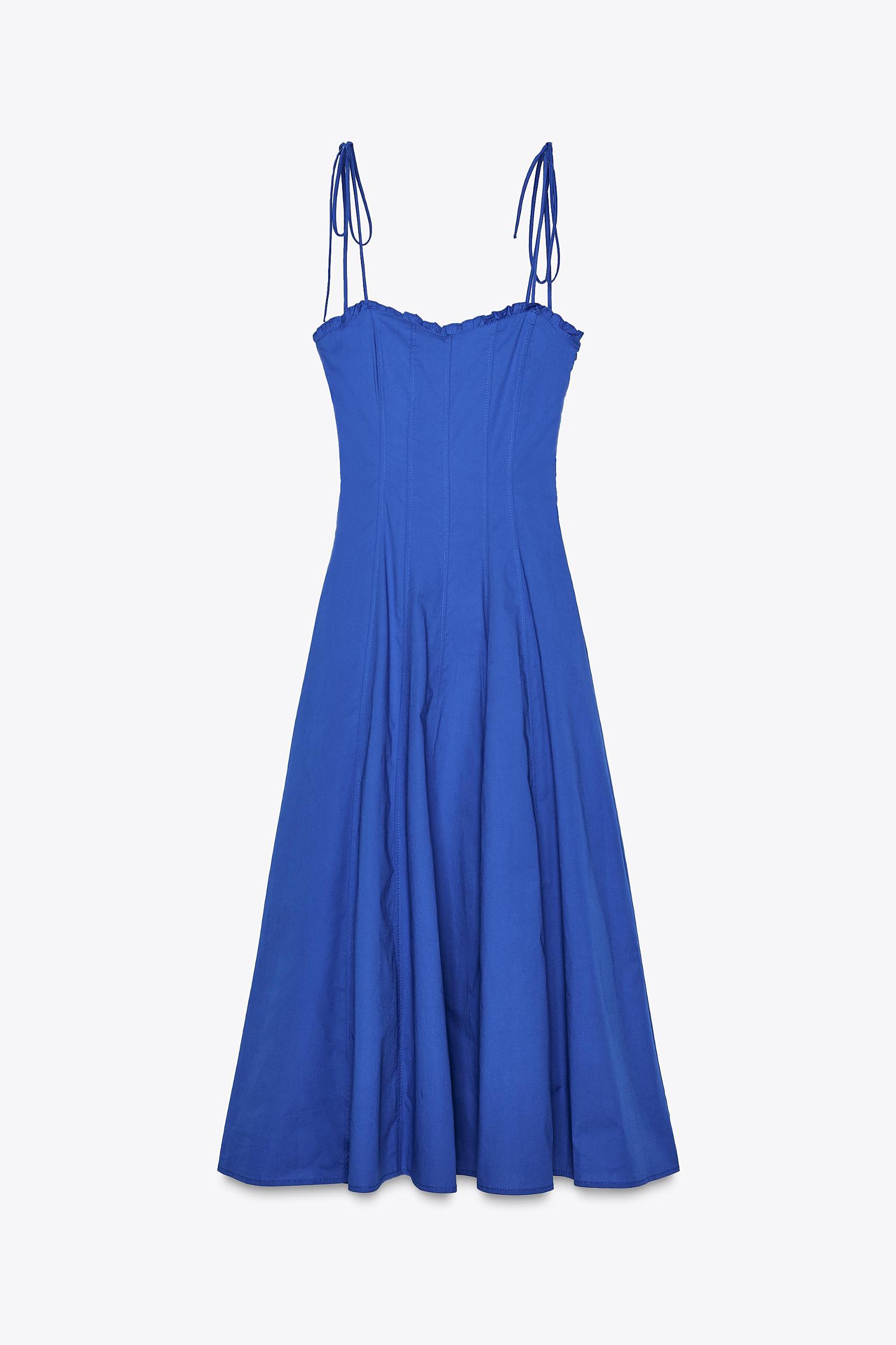 POPLIN TIE MIDI DRESS Product Image