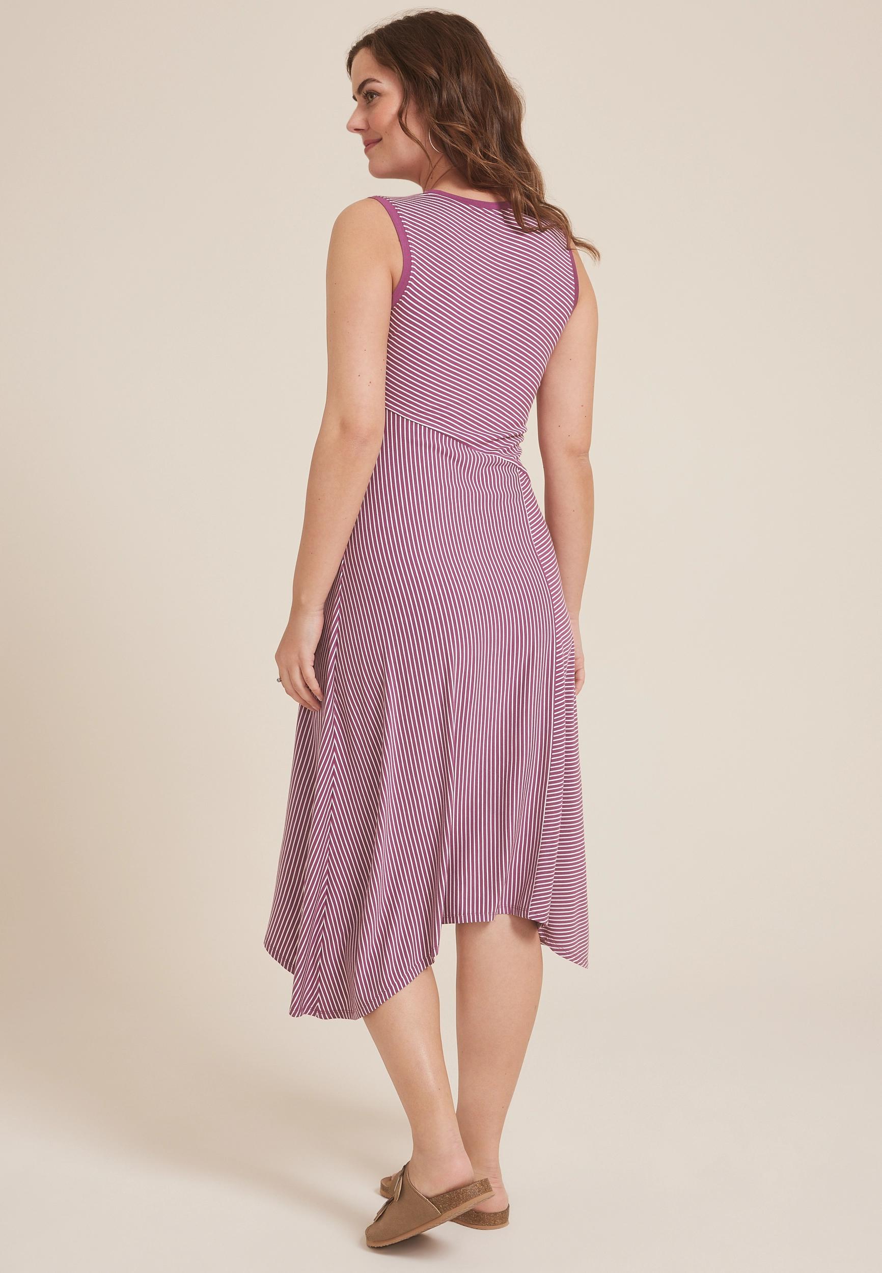 24/7 Bare Asymmetrical Striped Midi Dress Product Image