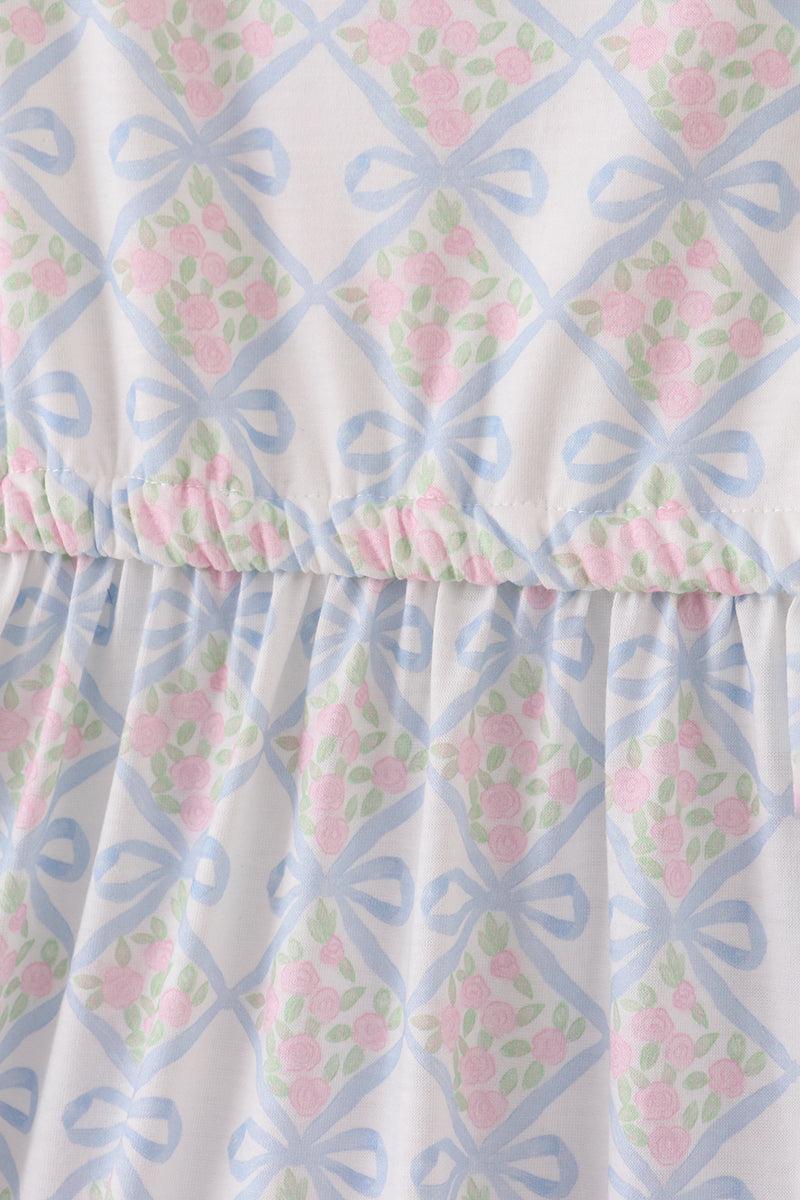 Bow applique print mom&me dress Product Image