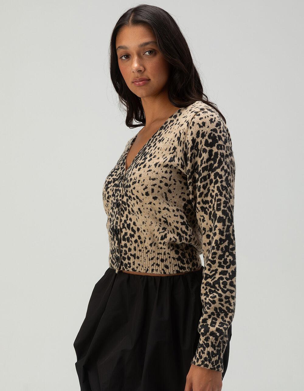 WEST OF MELROSE Leopard Womens Cardigan - LEOPARD Product Image