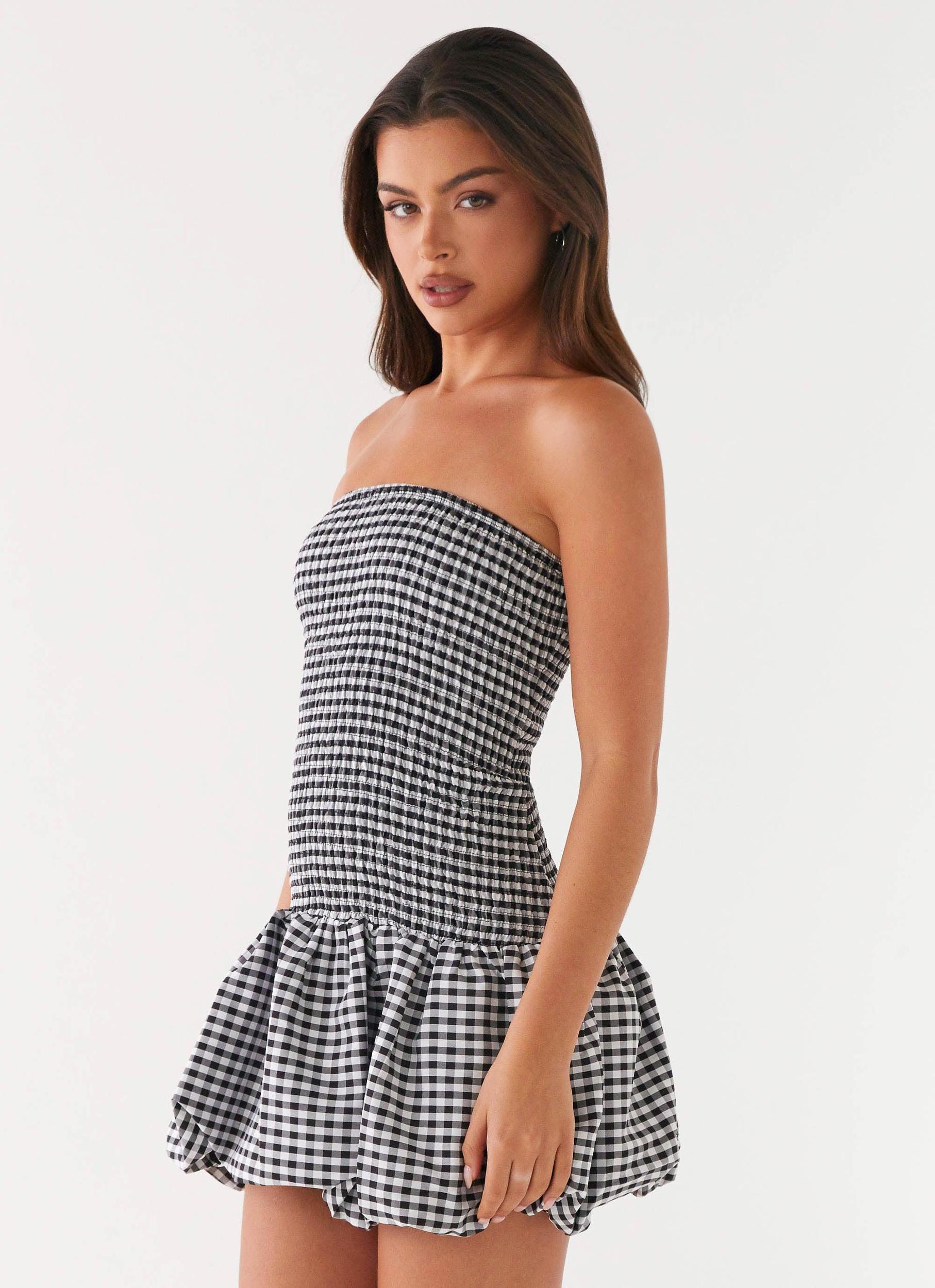 Martell Mini Dress - Black Gingham Product Image