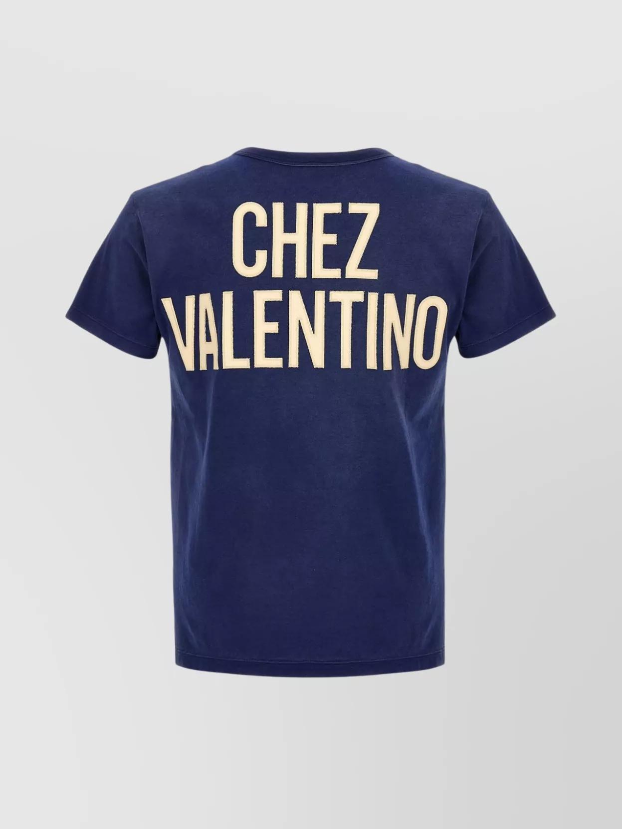 VALENTINO Garavani Navy Cotton T-shirt In Blue Product Image