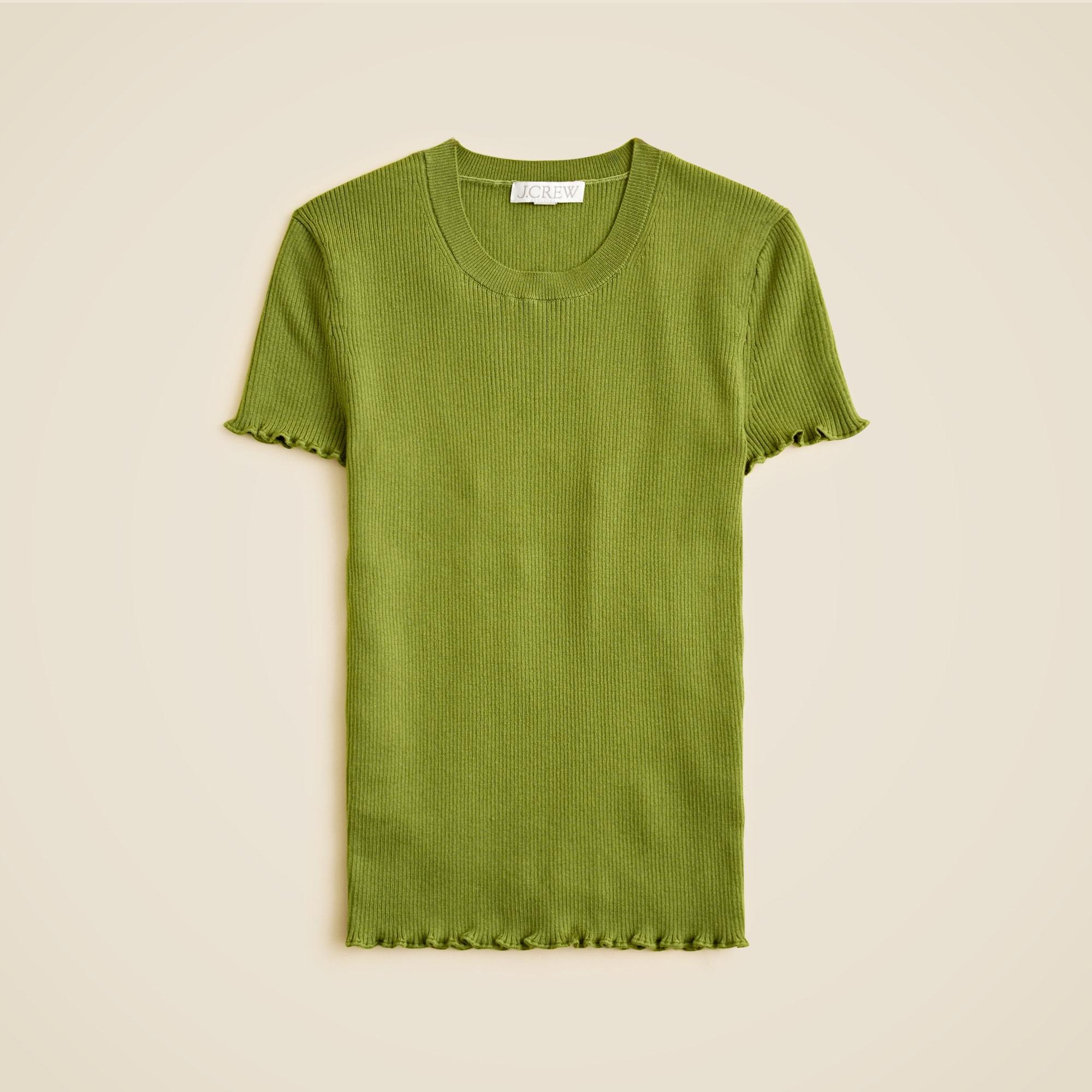 Ruffle-trim T-shirt in TENCEL™ lyocell blend Product Image