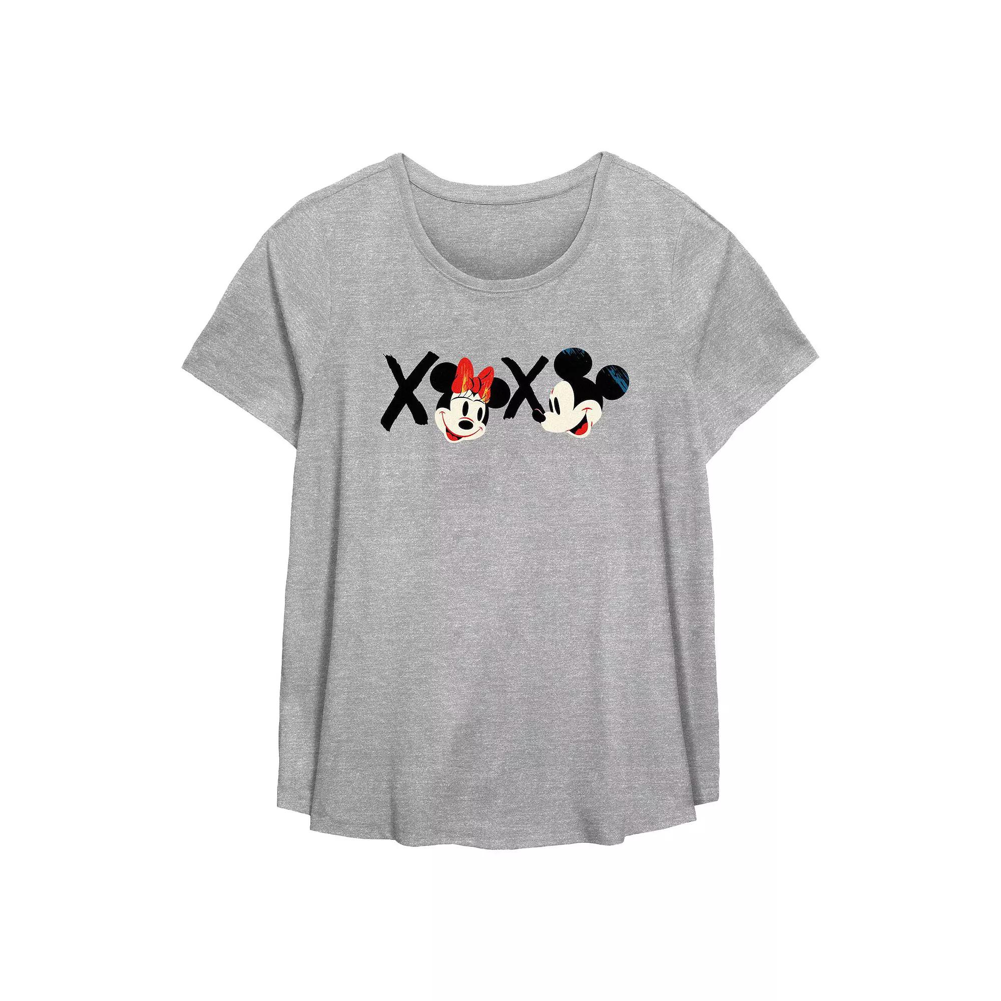 Disney's Mickey Mouse And Minnie Mouse XOXO Plus Size Flowy Graphic Tee, Women's, Size: 1XL, Grey Gray Product Image