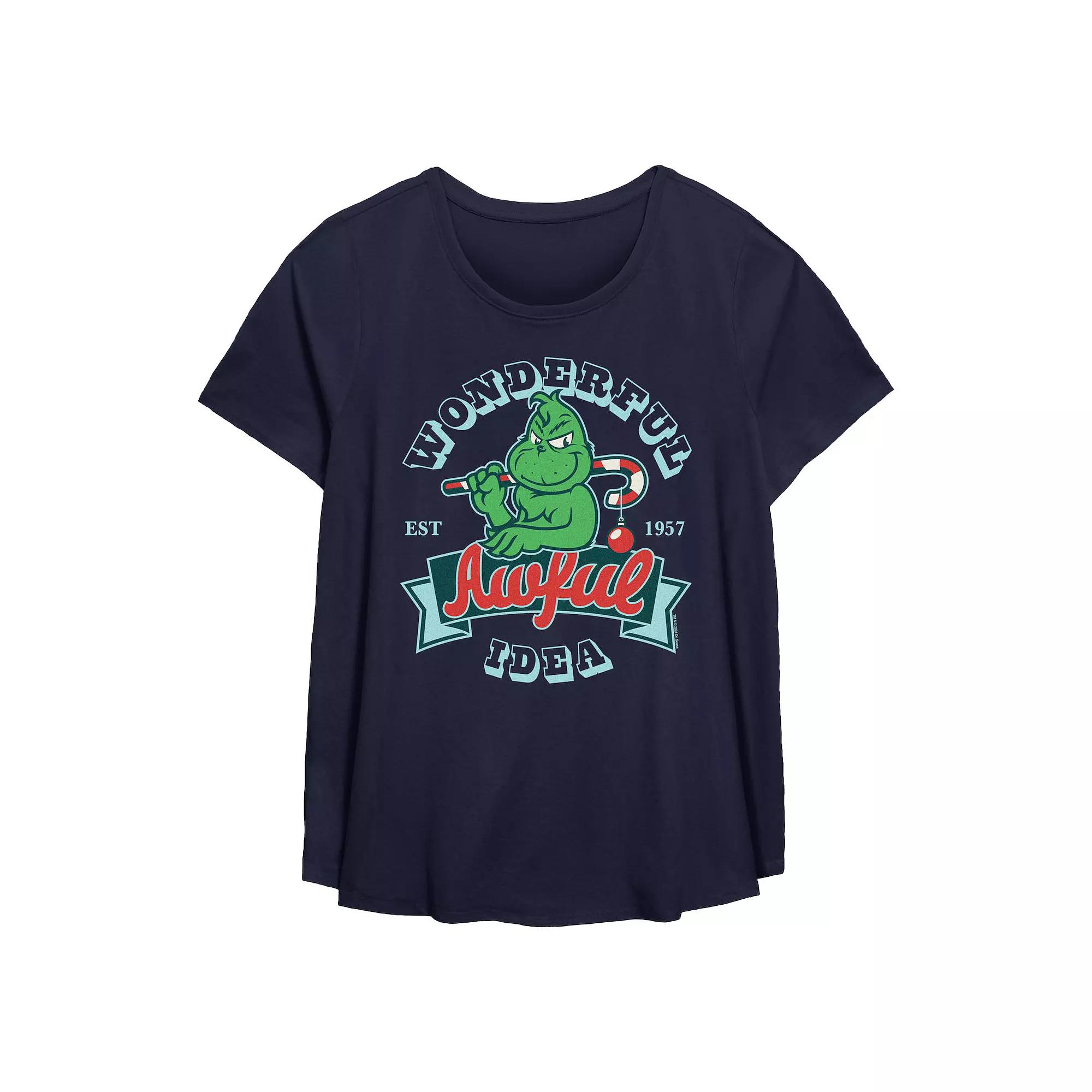 Plus Size Dr. Seuss Grinch Wonderful Awful Idea Flowy Graphic Tee, Women's, Size: 1XL, Blue Product Image